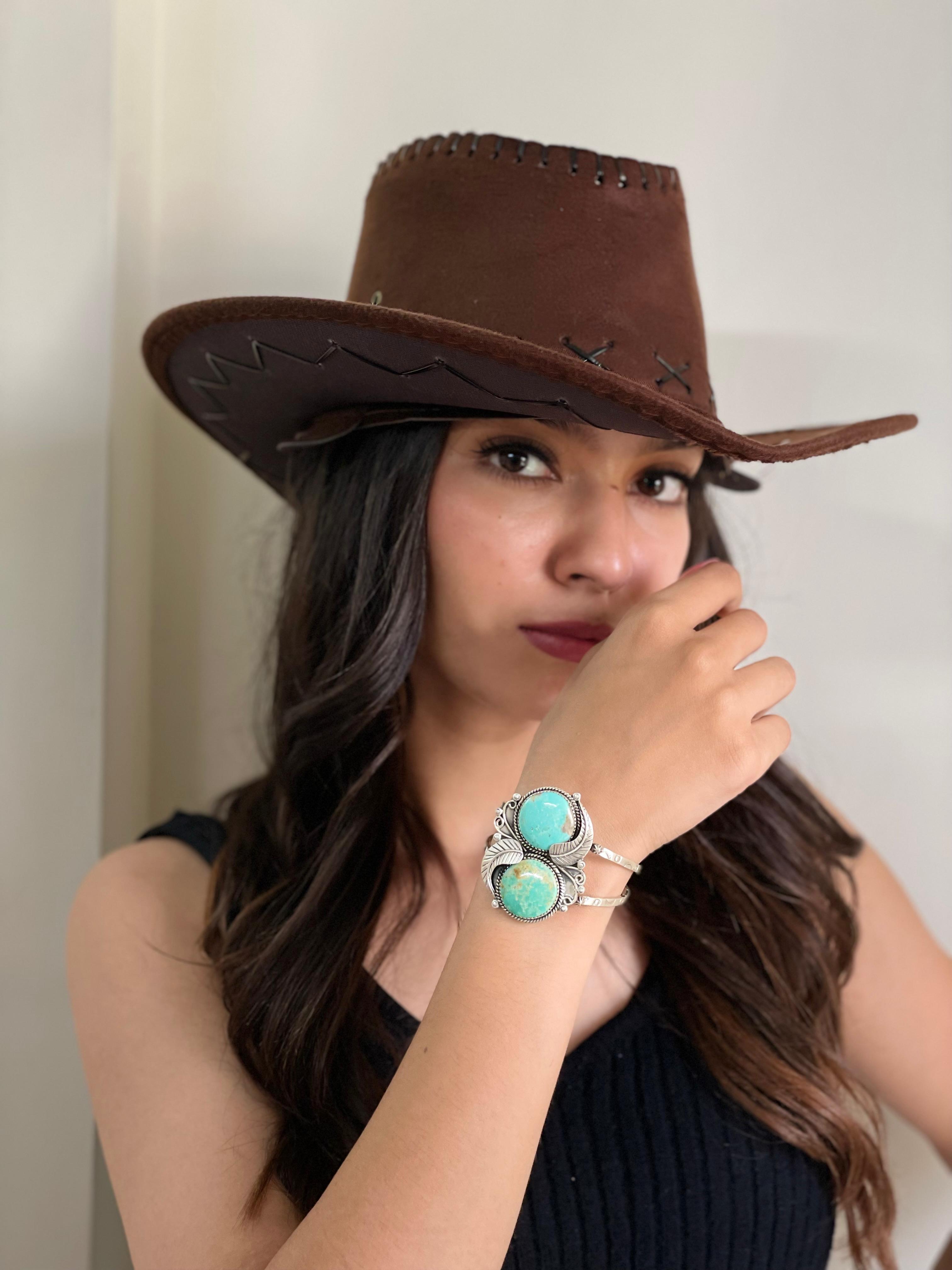 Handmade Sterling Silver Mantis Turquoise Cuff Bracelet with Signed Nizhoni