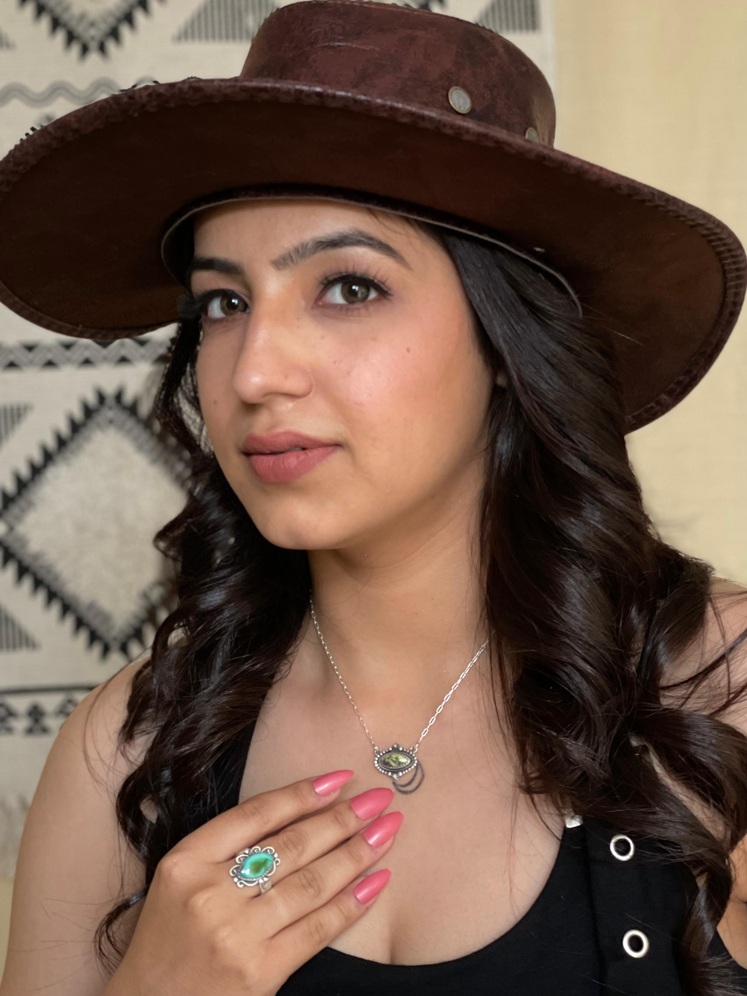 Handmade Sterling Silver Palomino Turquoise Necklace "Signed Nizhoni"