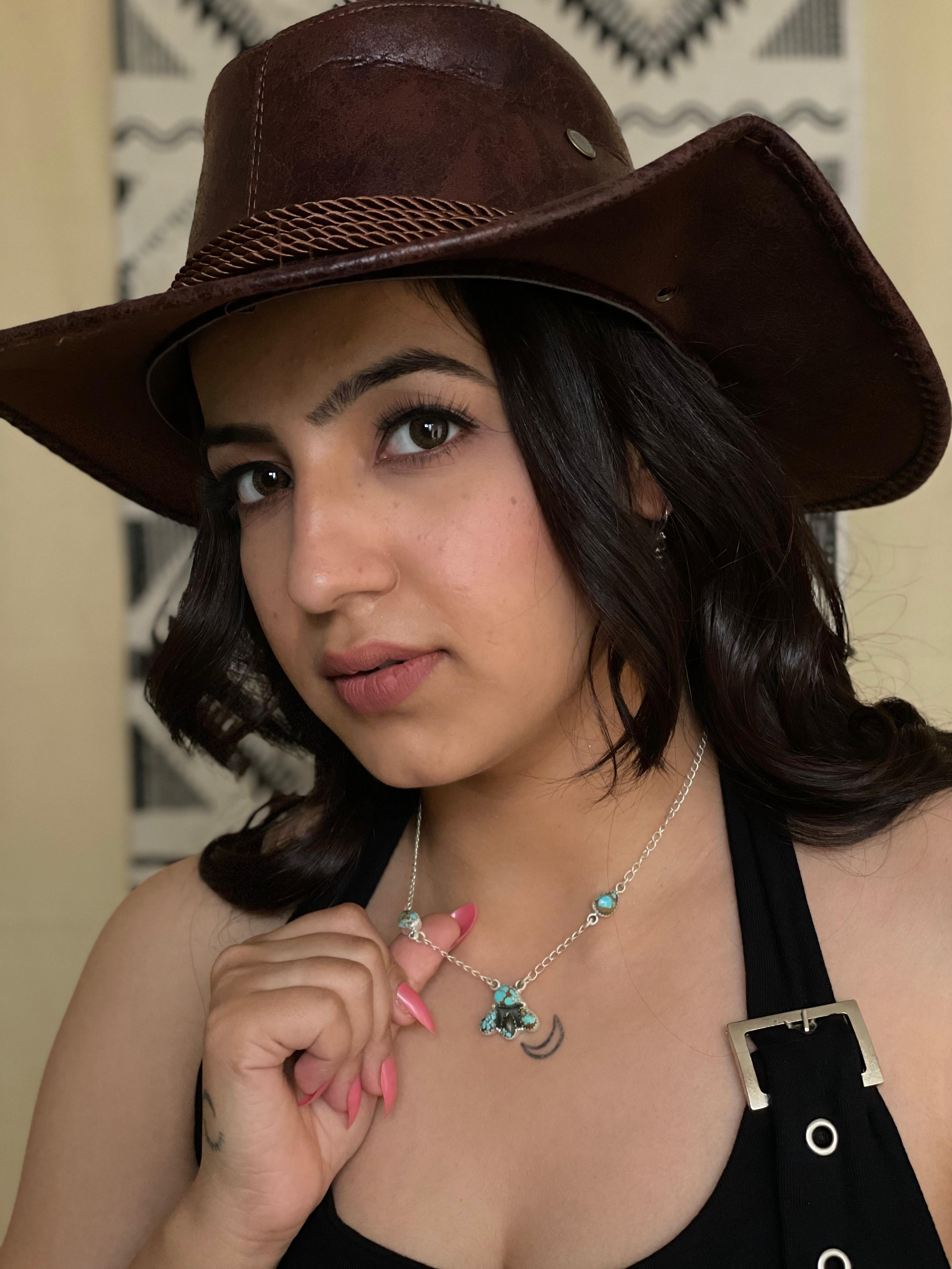 Handmade Sterling Silver Number 8 Turquoise Necklace "Signed Nizhoni"