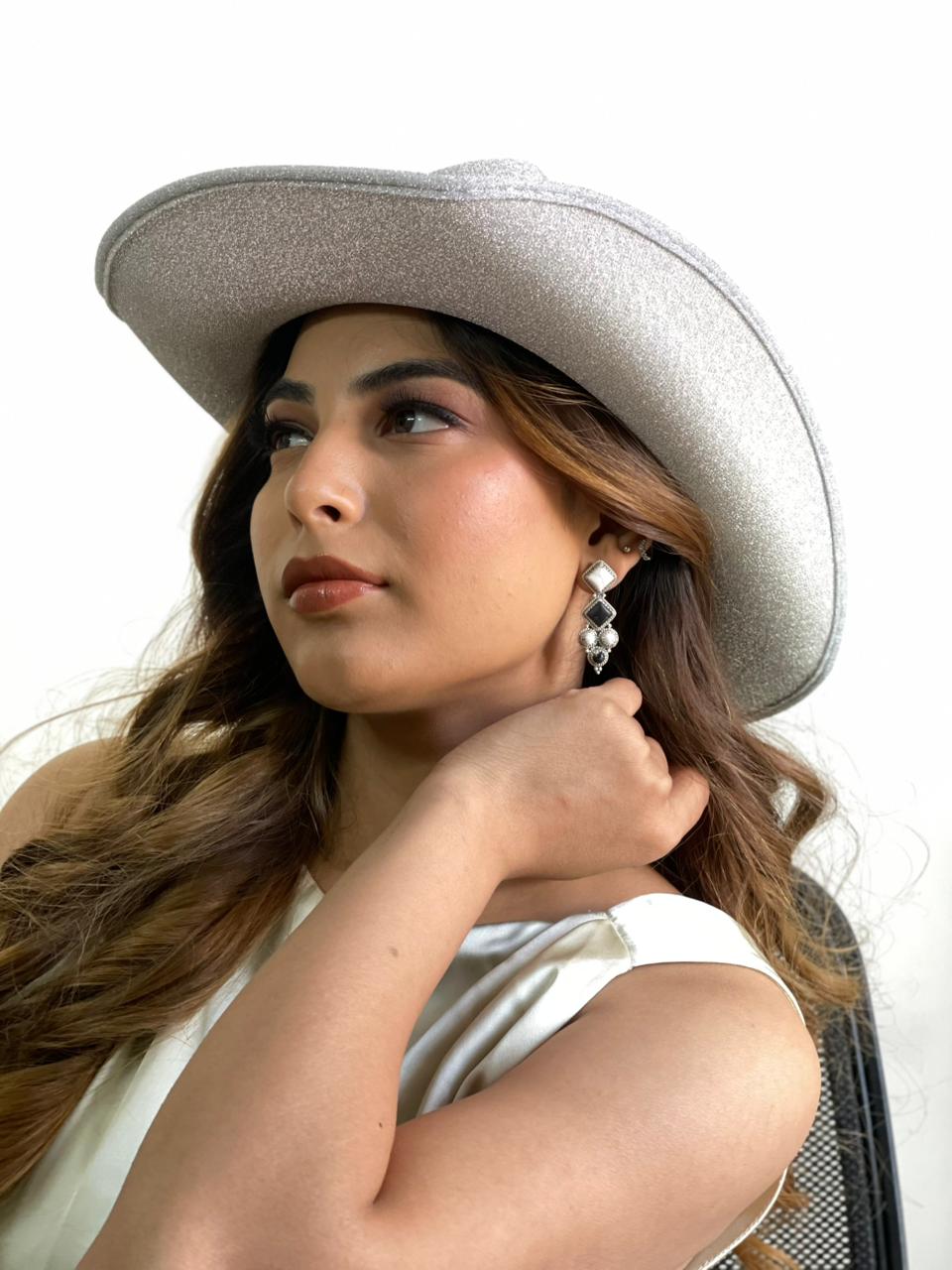 Handmade Sterling Silver White Buffalo Post Dangle Earrings "Signed Nizhoni"