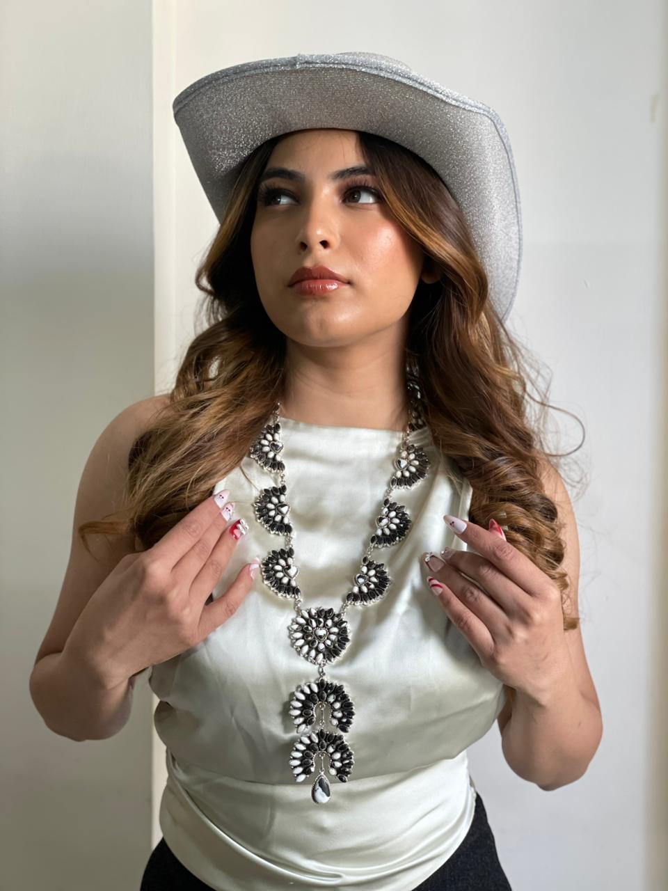 Handmade Sterling Silver White Buffalo Necklace "Signed Nizhoni"