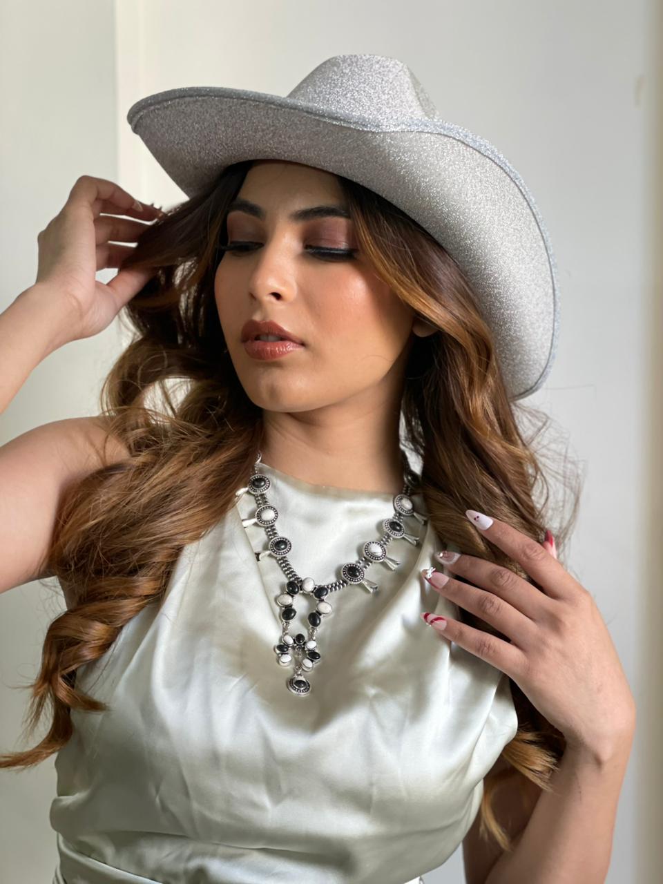 Handmade Sterling Silver White Buffalo Beaded Necklace "Signed Nizhoni"