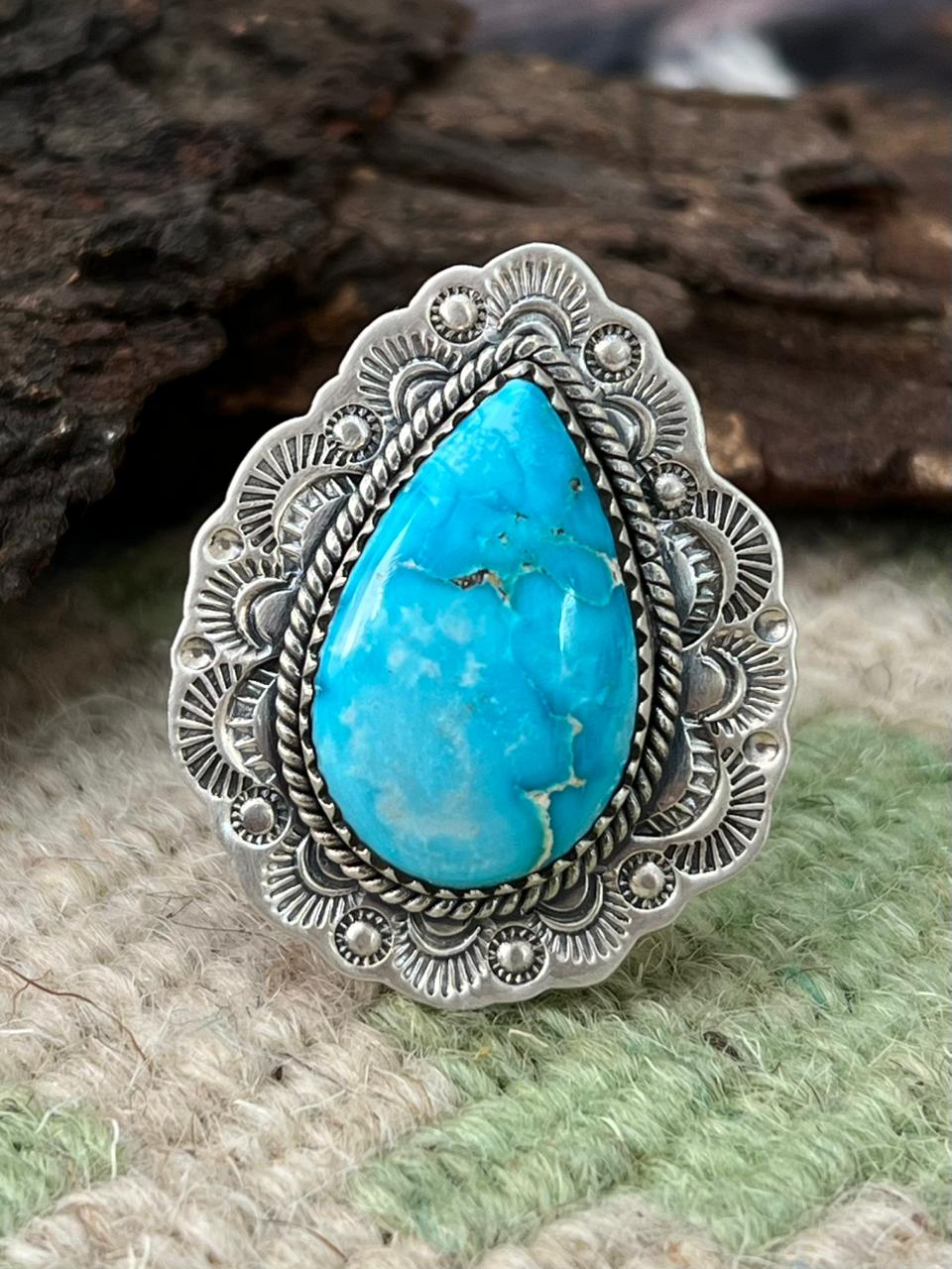 Handmade Sterling Silver Sierra Bella Adjustable Ring "Singed Nizhoni"