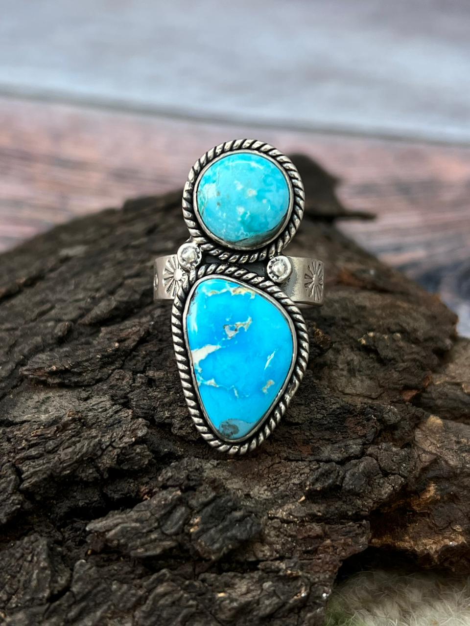 Handmade Sterling Silver Sierra Bella Adjustable Ring "Singed Nizhoni"