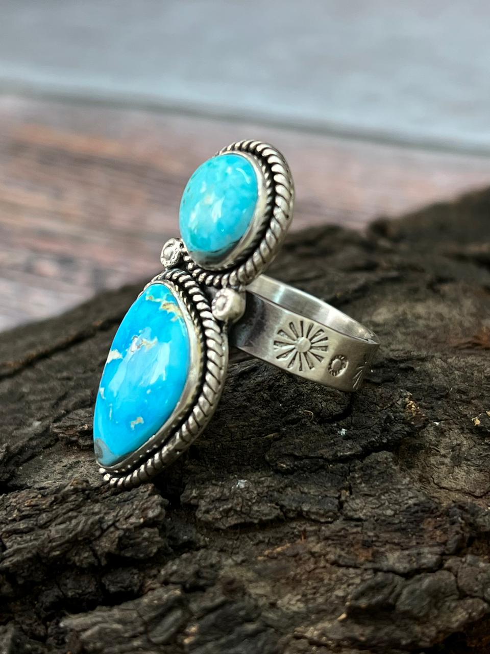 Handmade Sterling Silver Sierra Bella Adjustable Ring "Singed Nizhoni"