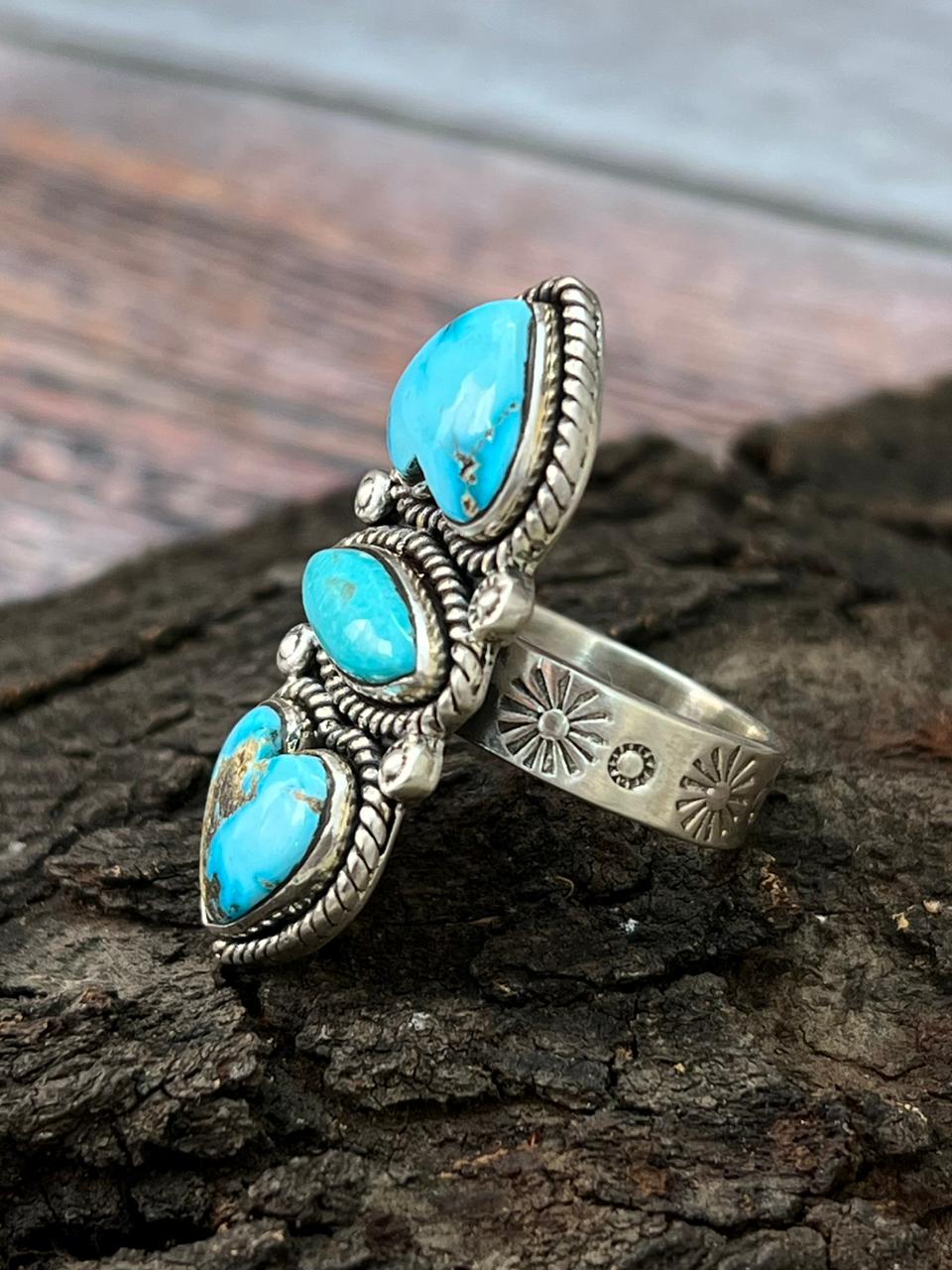 Handmade Sterling Silver Sierra Bella Adjustable Ring "Singed Nizhoni"