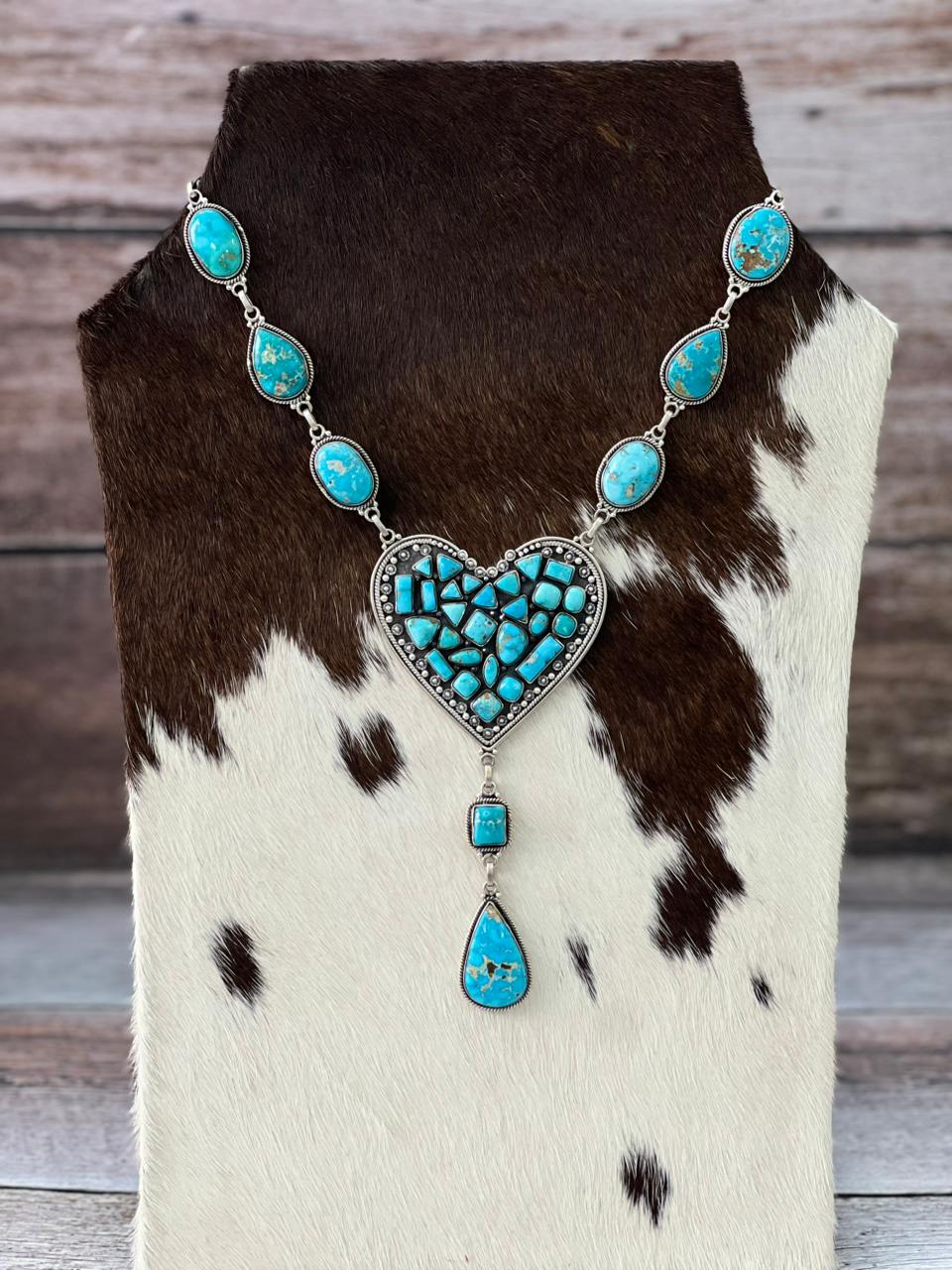 Handmade Sterling Silver Sierra Bella Heart Necklace "Signed Nizhoni"