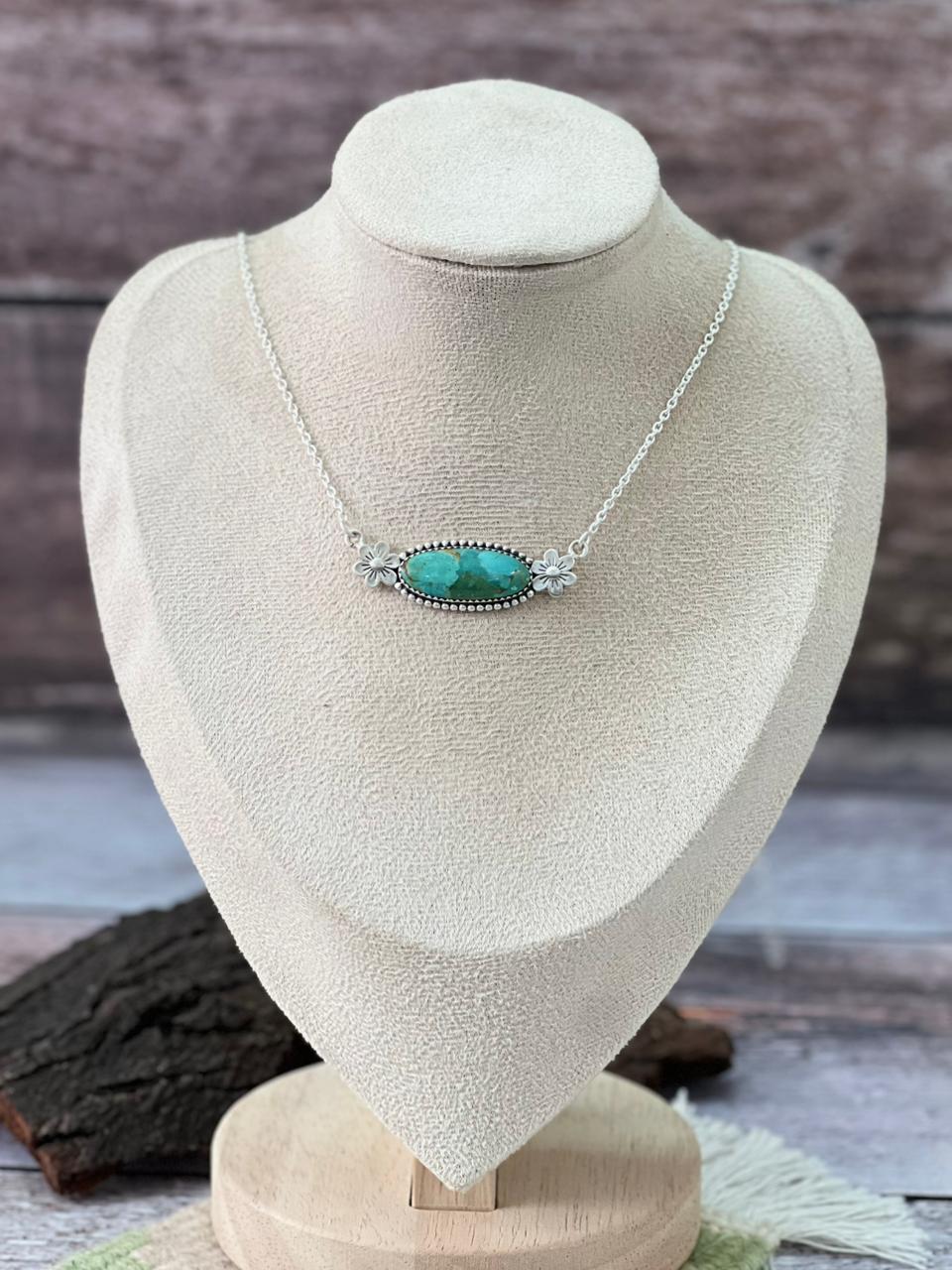 Handmade Sterling Silver Kingman Turquoise Necklace "Signed Nizhoni"