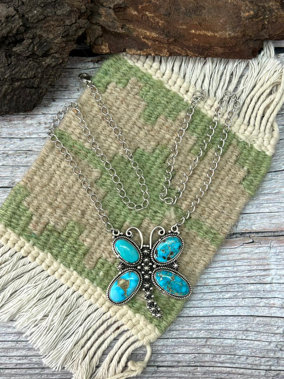 Handmade Sterling Silver Sierra Bella Butterfly Necklace "Signed Nizhoni"