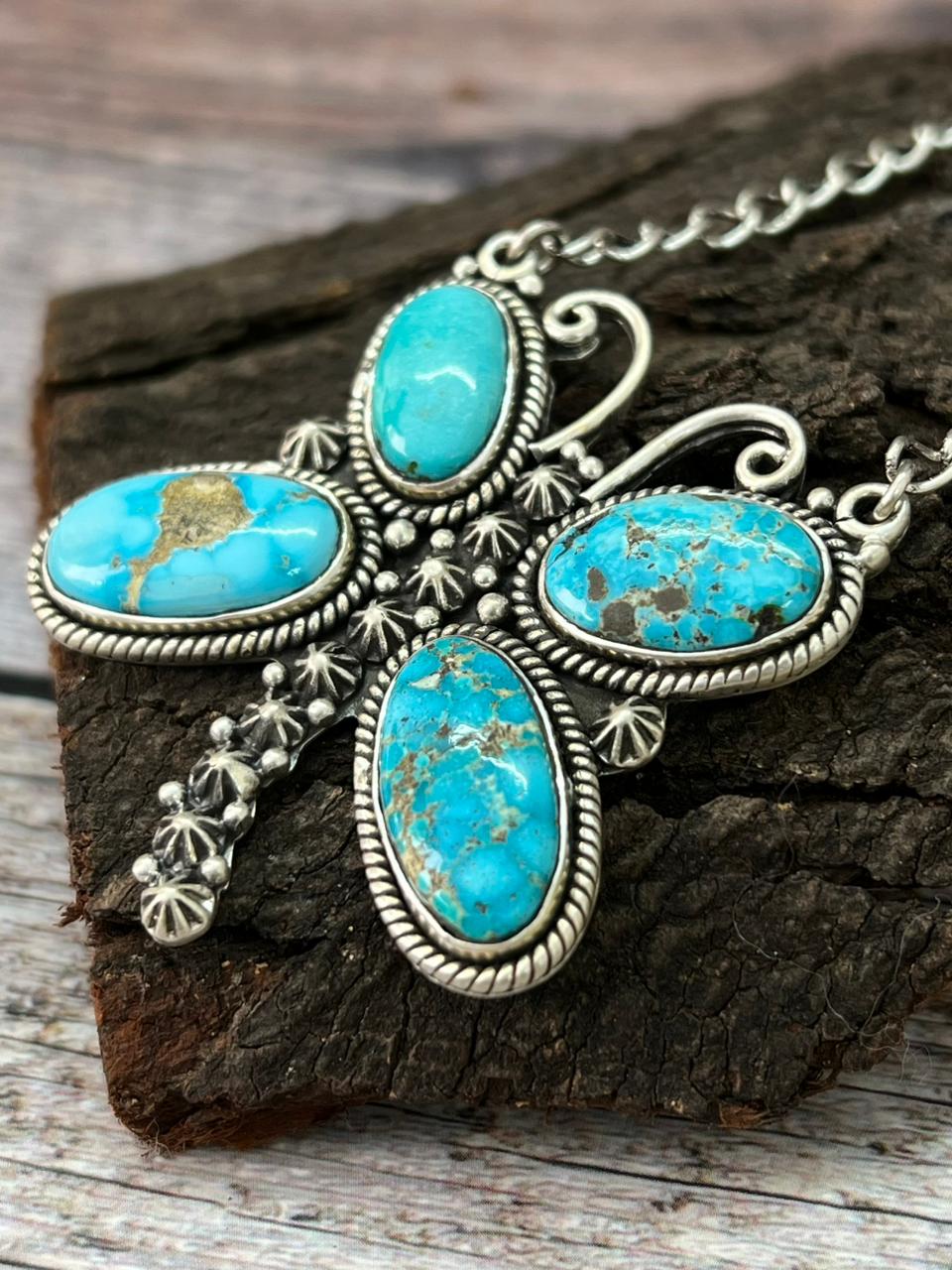 Handmade Sterling Silver Sierra Bella Butterfly Necklace "Signed Nizhoni"