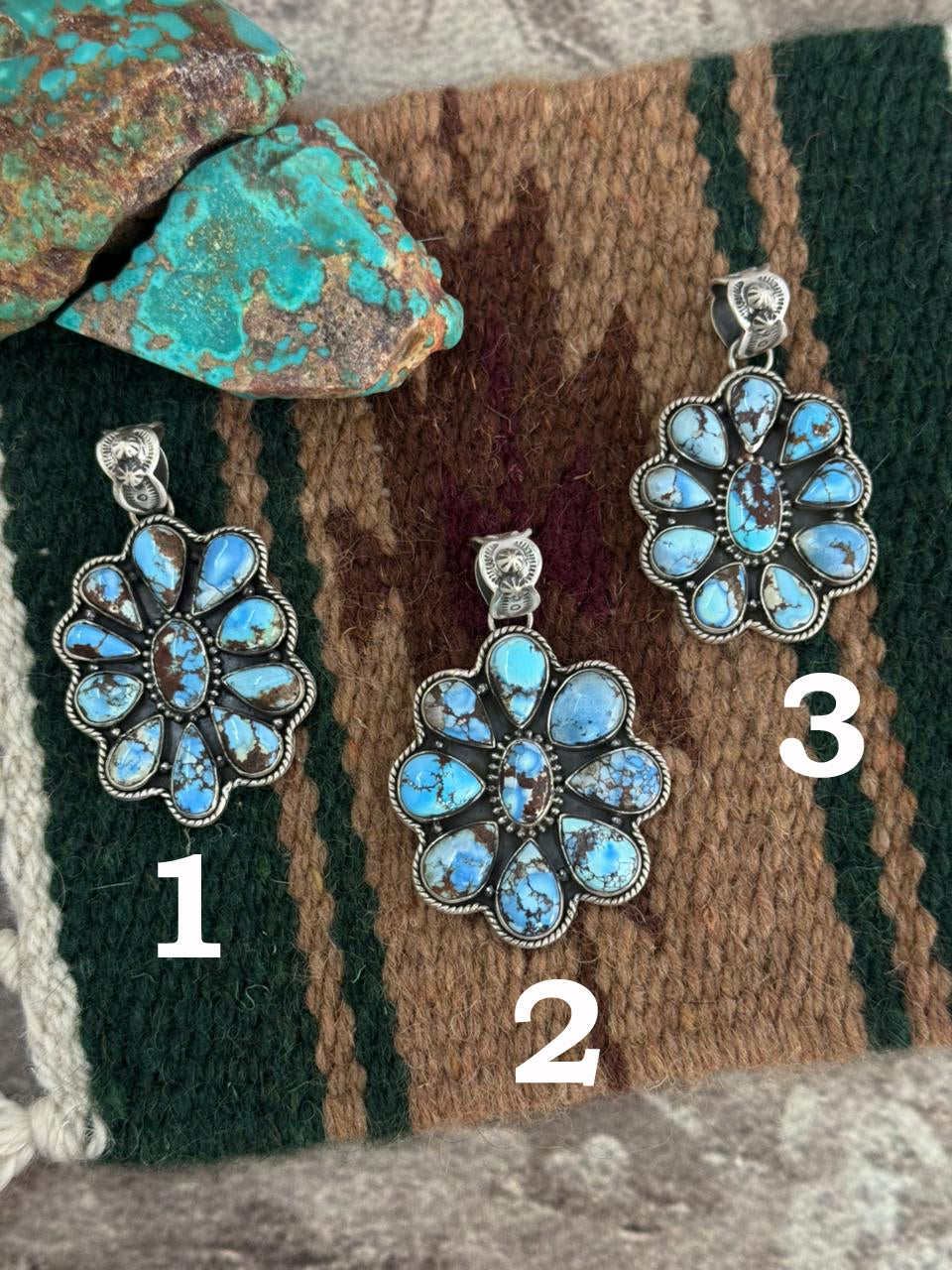 Handmade Sterling Silver Golden Hills Turquoise Pendant "Signed Nizhoni"