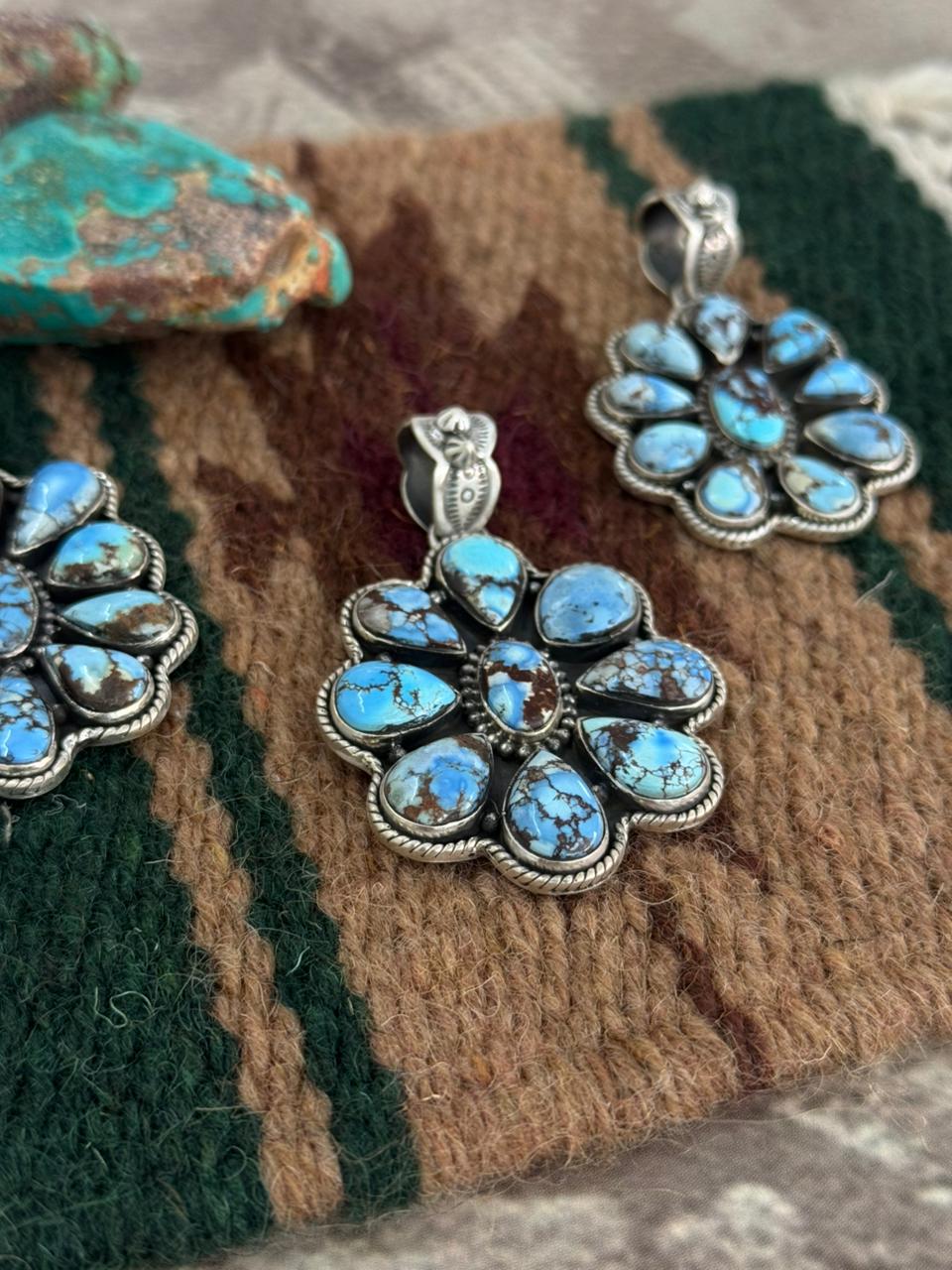 Handmade Sterling Silver Golden Hills Turquoise Pendant "Signed Nizhoni"