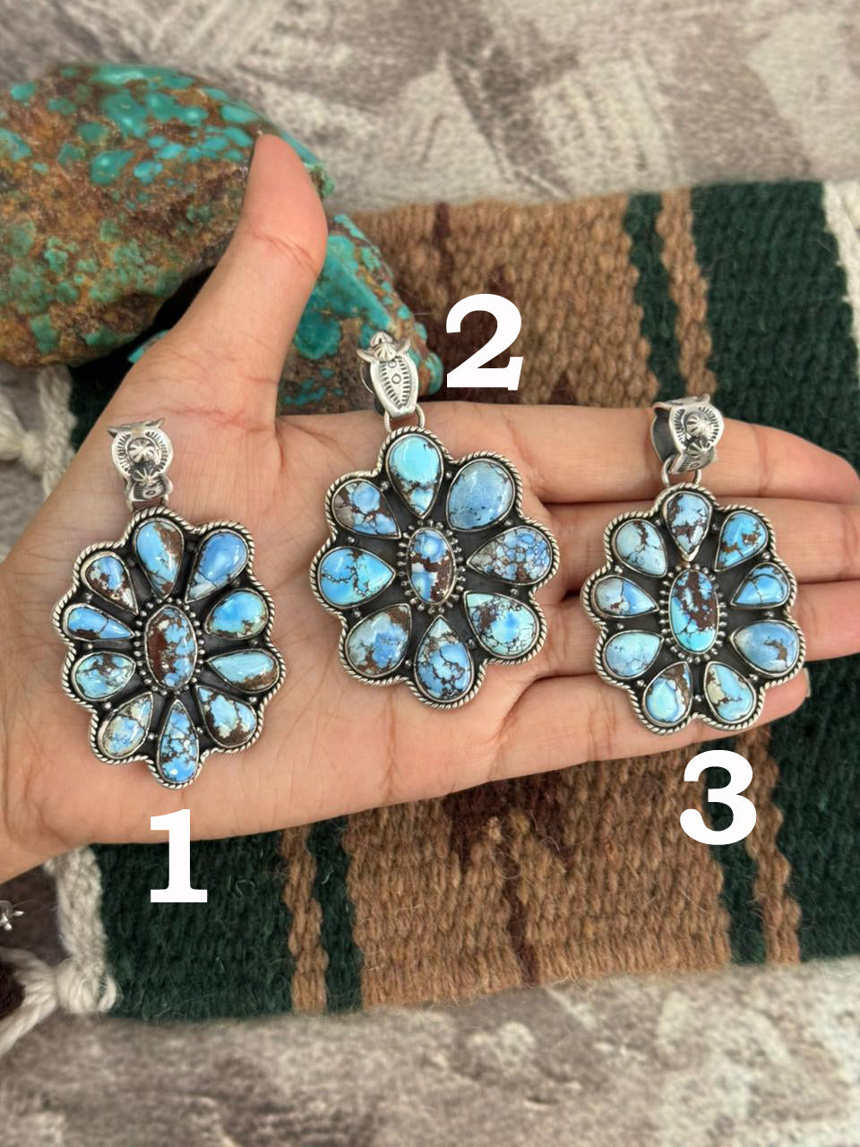 Handmade Sterling Silver Golden Hills Turquoise Pendant "Signed Nizhoni"