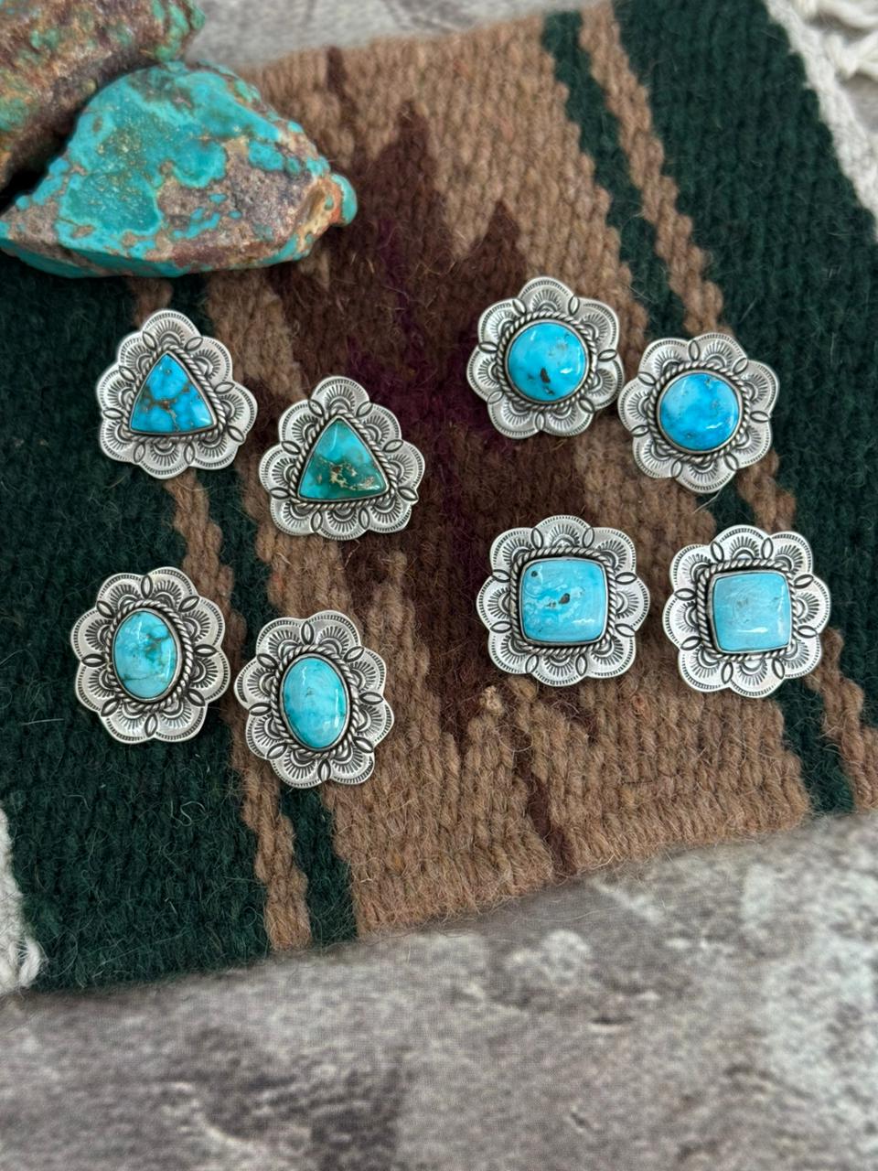 Handmade Sterling Silver Sierra Bella Post Studs Earrings "Signed Nizhoni"