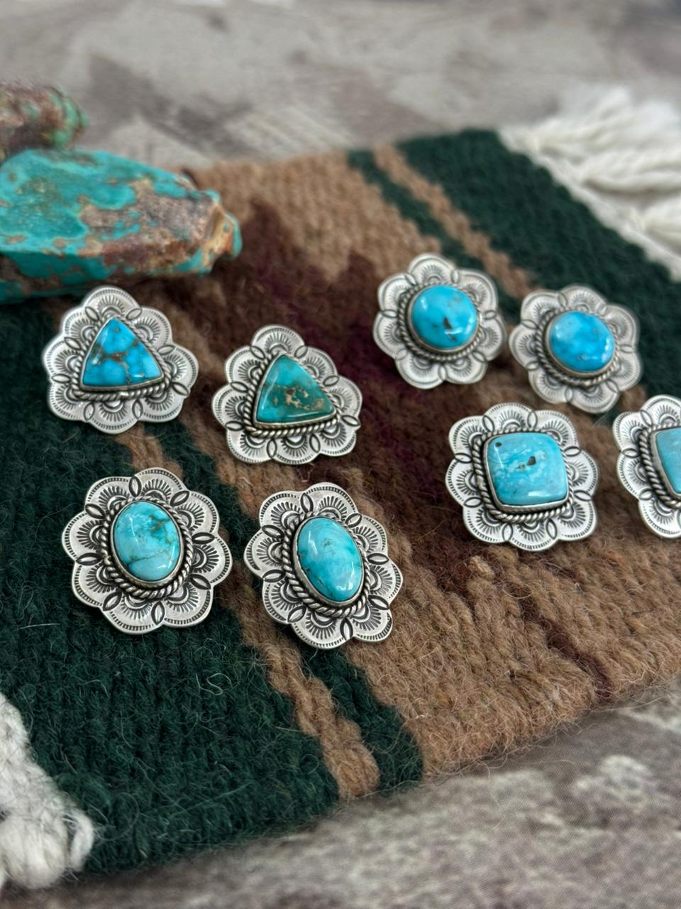 Handmade Sterling Silver Sierra Bella Post Studs Earrings "Signed Nizhoni"