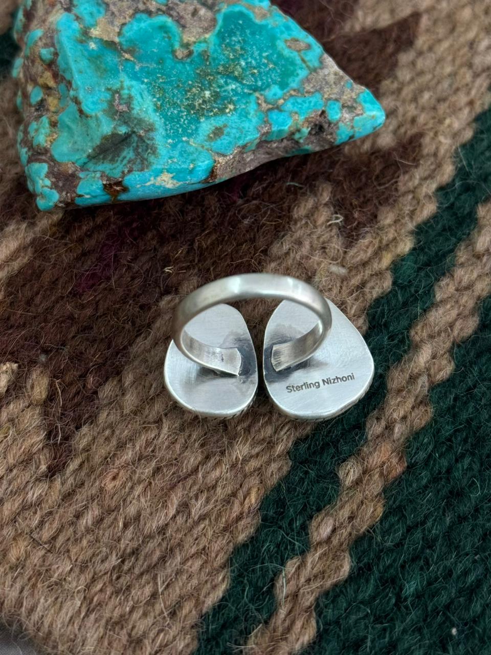 Handmade Sterling Silver Sierra Bella Adjustable Ring "Singed Nizhoni"