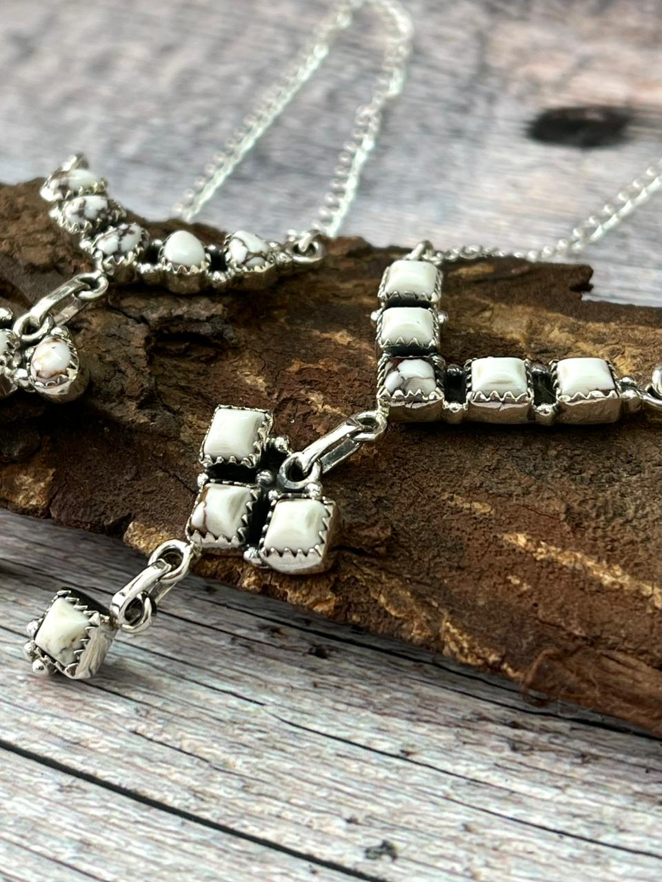 Handmade Sterling Silver Wildhorse Magnesite Necklace "Signed Nizhoni"