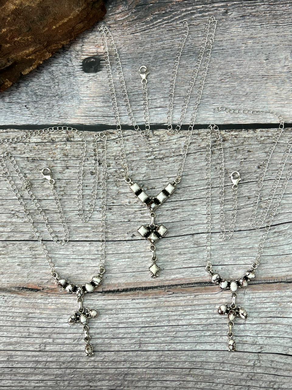 Handmade Sterling Silver Wildhorse Magnesite Necklace "Signed Nizhoni"