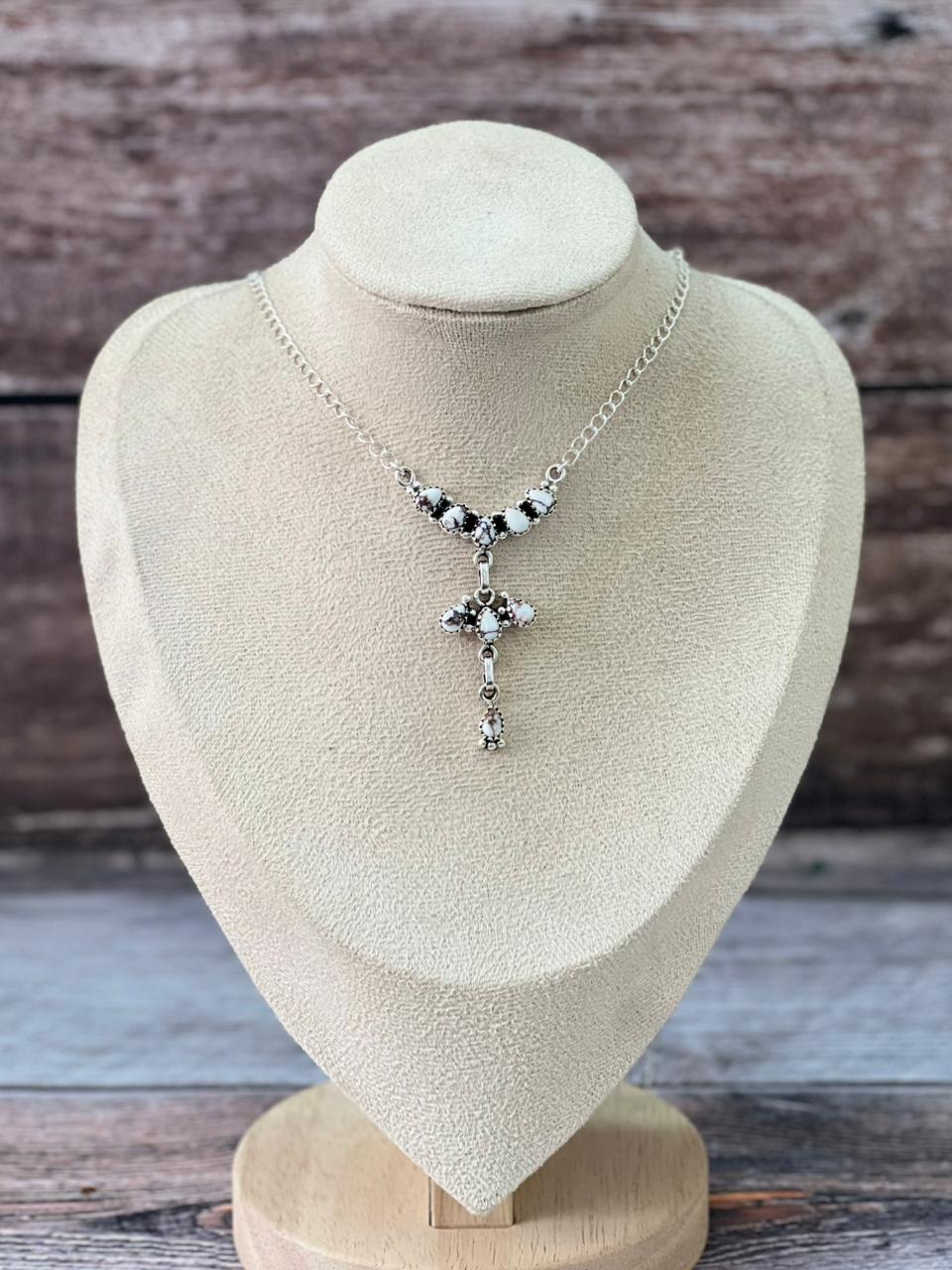 Handmade Sterling Silver Wildhorse Magnesite Necklace "Signed Nizhoni"