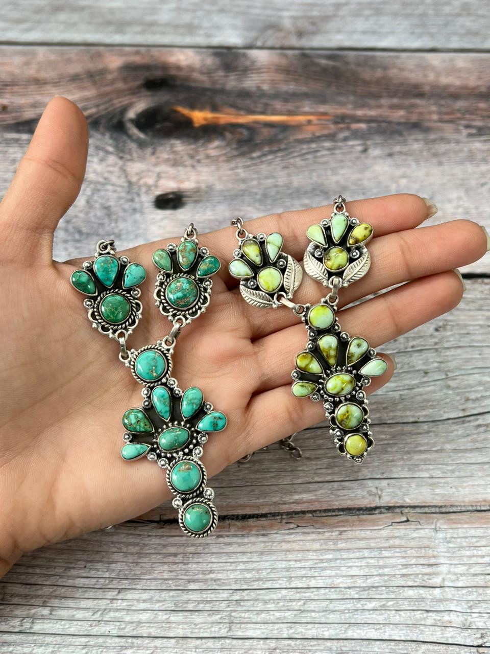 Handmade Sterling Silver Emerald Valley, Palomino Turquoise Necklace "Signed Nizhoni"