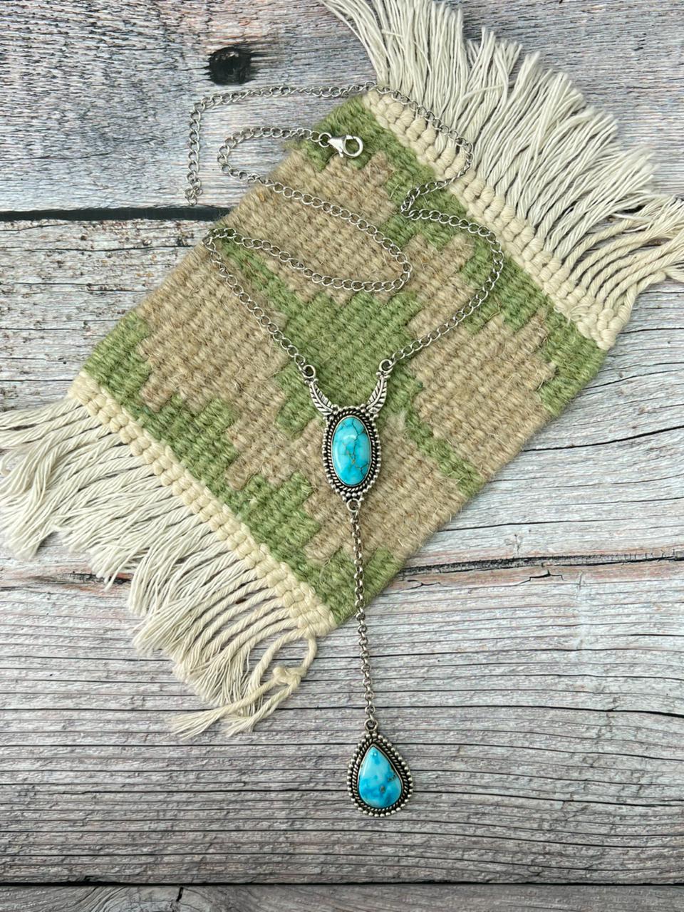 Handmade Sterling Silver Sierra Bella Drop Necklace "Signed Nizhoni"