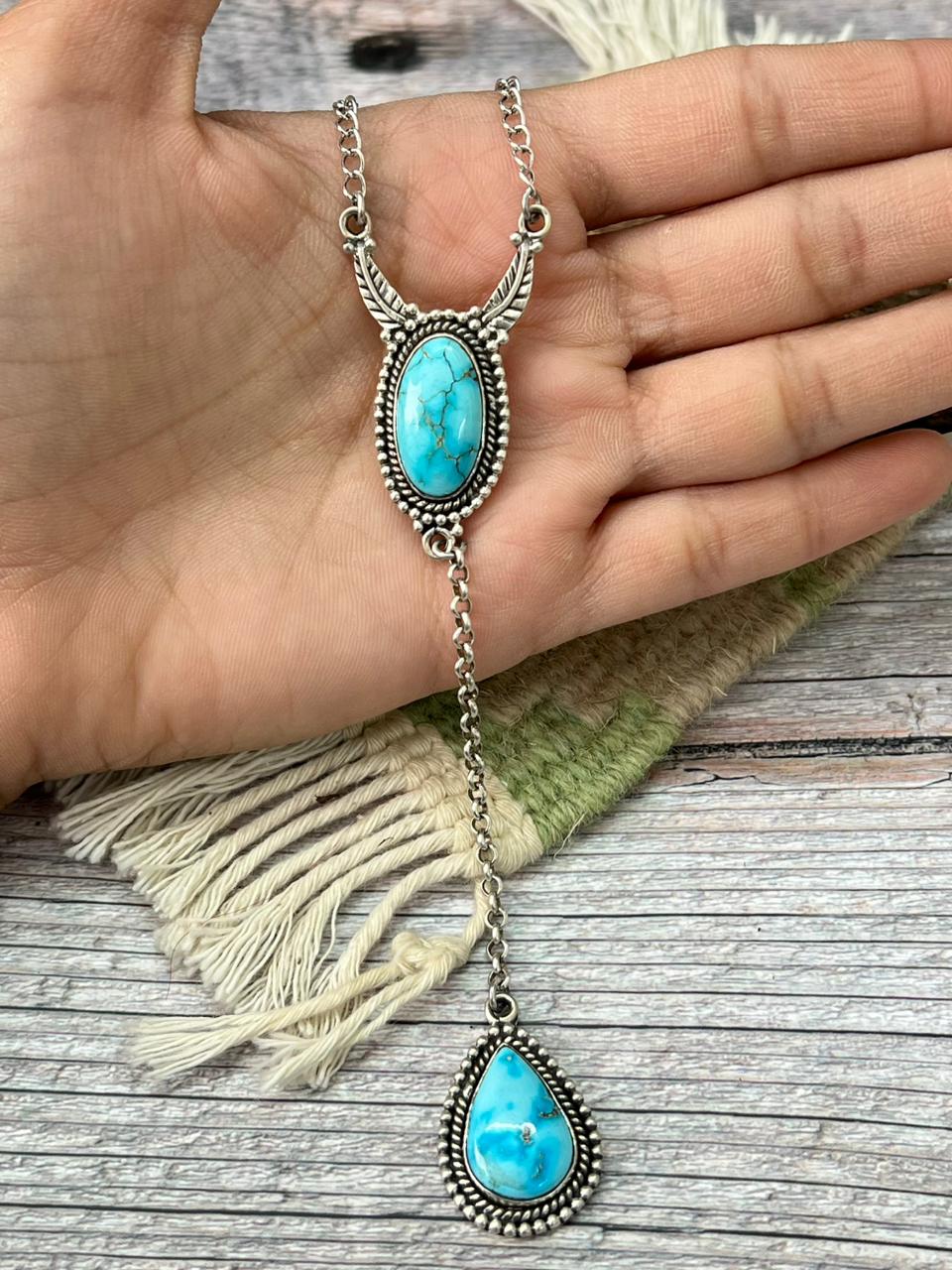 Handmade Sterling Silver Sierra Bella Drop Necklace "Signed Nizhoni"