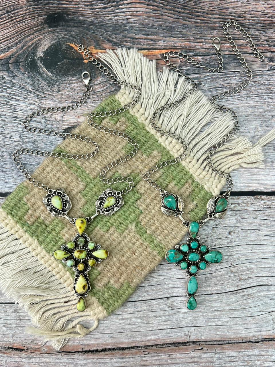 Handmade Sterling Silver Emerald Valley, Palomino Turquoise Necklace "Signed Nizhoni"