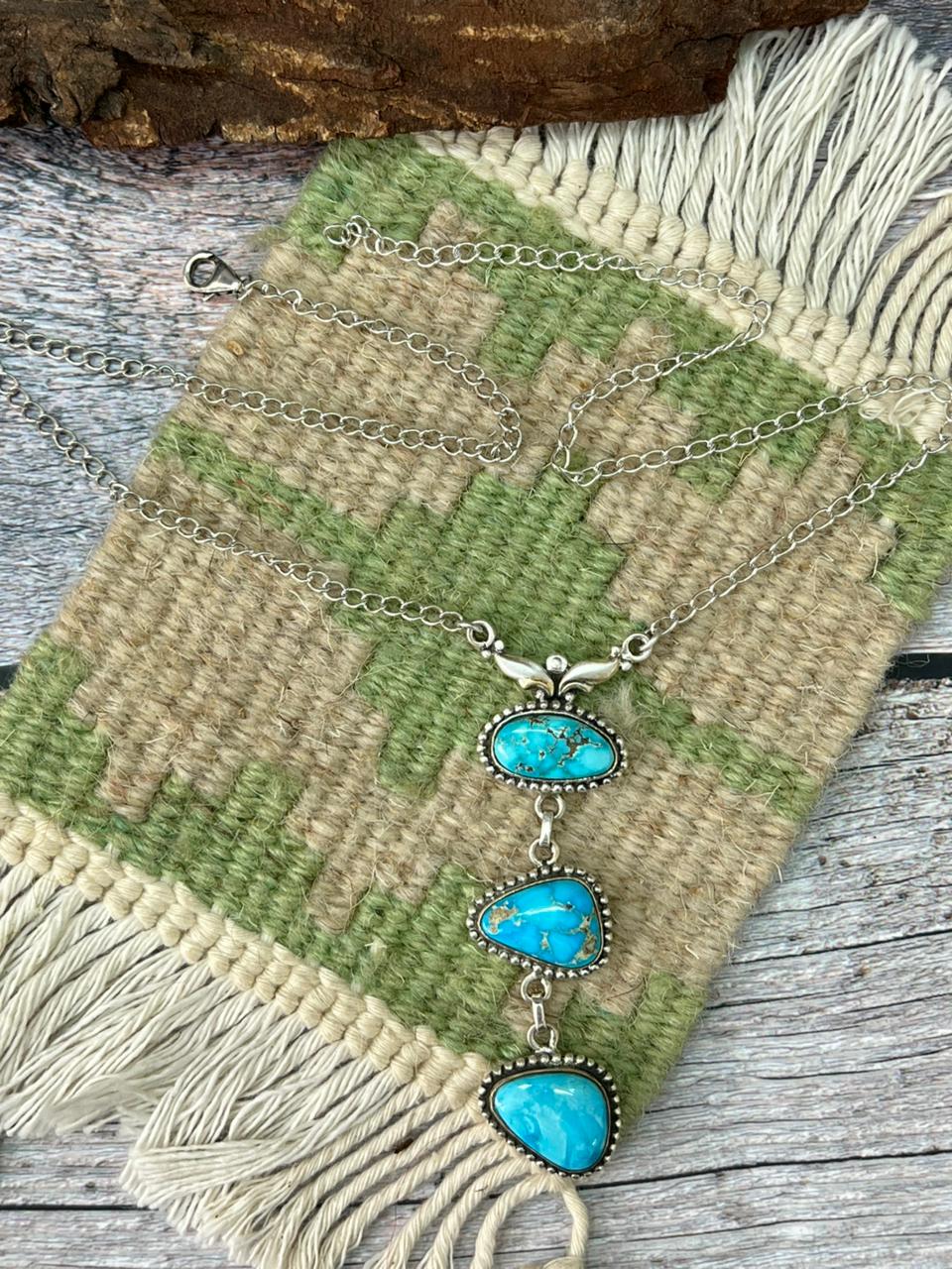 Handmade Sterling Silver Sierra Bella Drop Necklace "Signed Nizhoni"