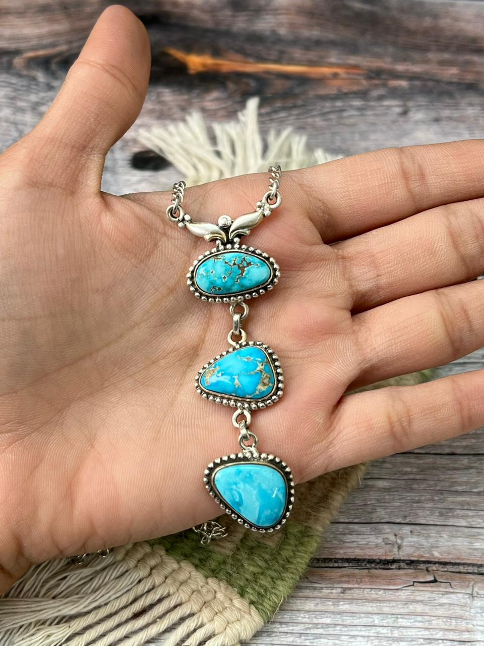 Handmade Sterling Silver Sierra Bella Drop Necklace "Signed Nizhoni"