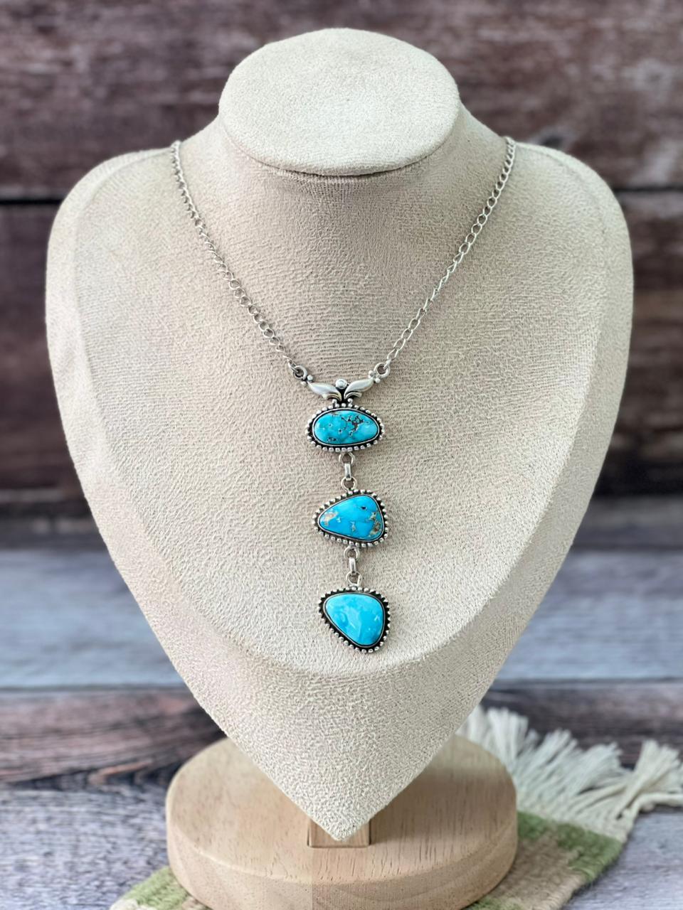 Handmade Sterling Silver Sierra Bella Drop Necklace "Signed Nizhoni"