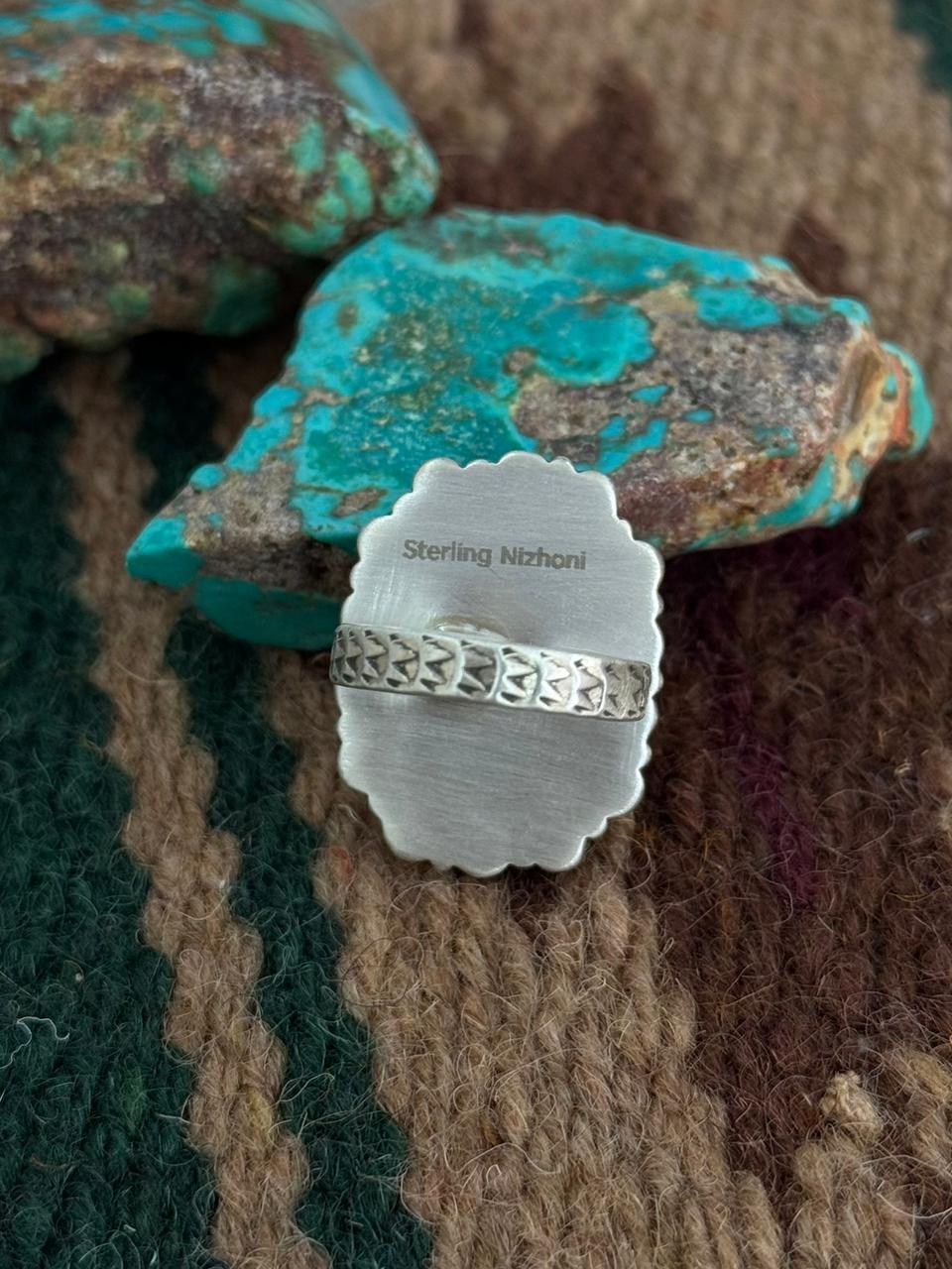 Handmade Sterling Silver Cotton Candy Adjustable Ring "Singed Nizhoni"