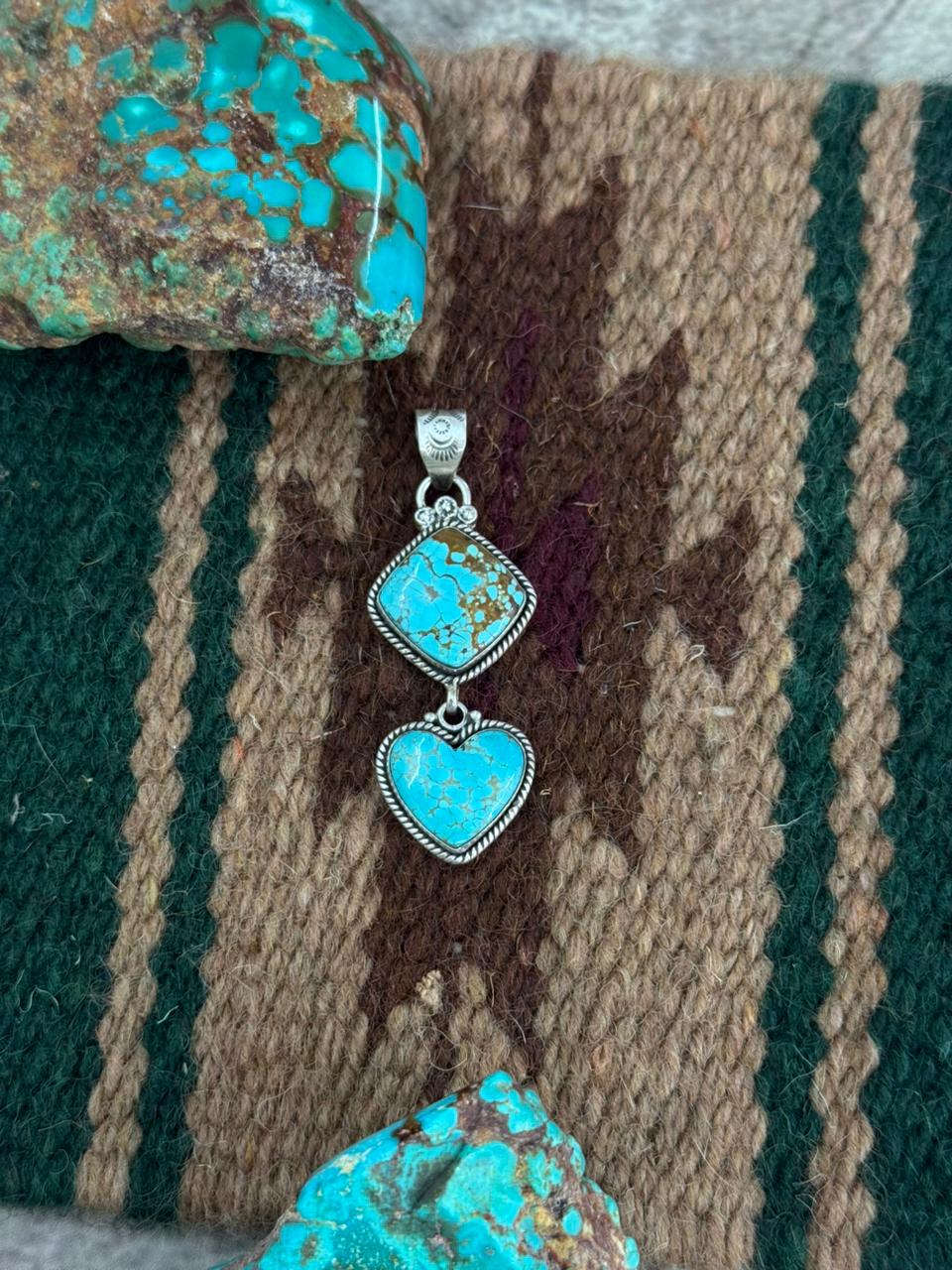 Handmade Sterling Silver Number 8 Turquoise Pendant "Signed Nizhoni"