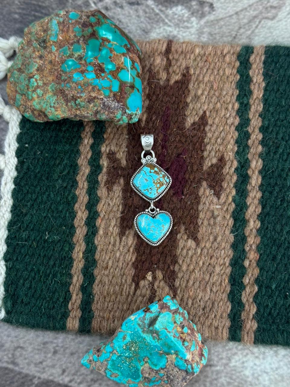 Handmade Sterling Silver Number 8 Turquoise Pendant "Signed Nizhoni"