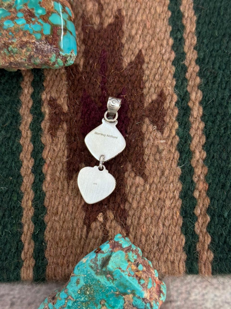 Handmade Sterling Silver Number 8 Turquoise Pendant "Signed Nizhoni"