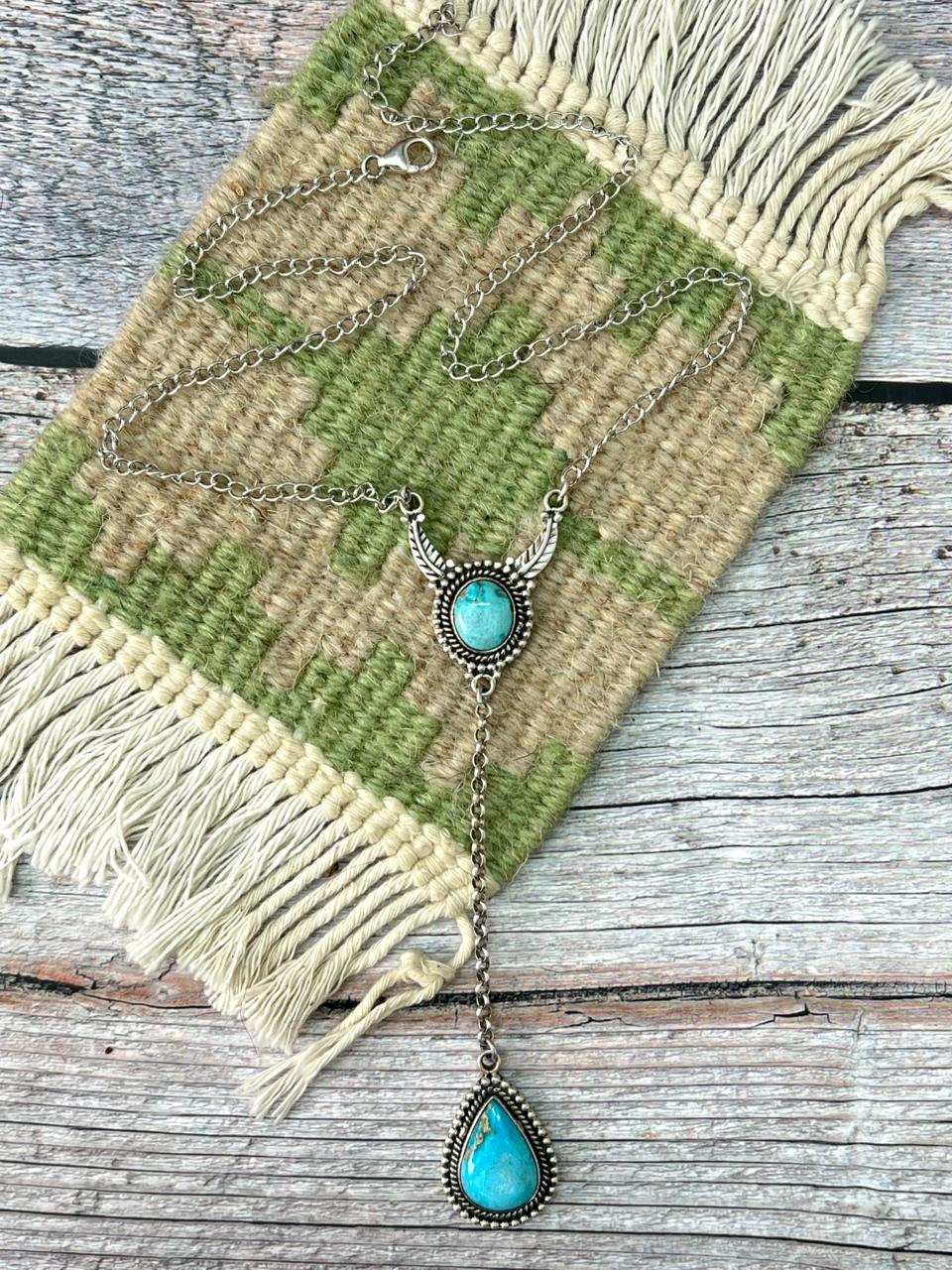 Handmade Sterling Silver Sierra Bella Drop Necklace "Signed Nizhoni"