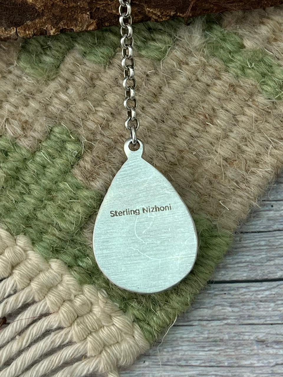 Handmade Sterling Silver Sierra Bella Drop Necklace "Signed Nizhoni"