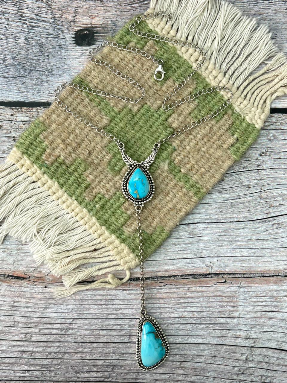 Handmade Sterling Silver Sierra Bella Drop Necklace "Signed Nizhoni"