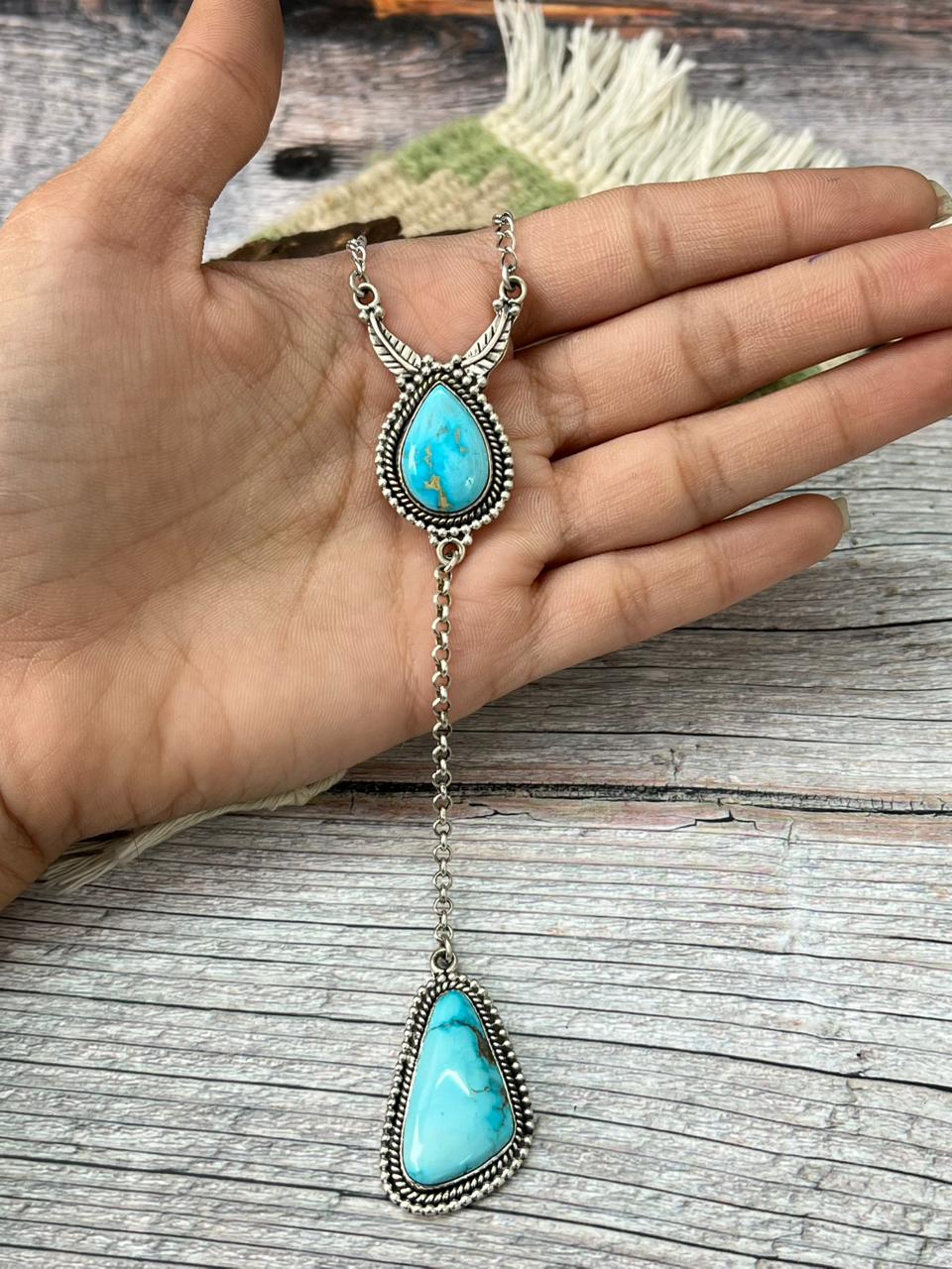 Handmade Sterling Silver Sierra Bella Drop Necklace "Signed Nizhoni"