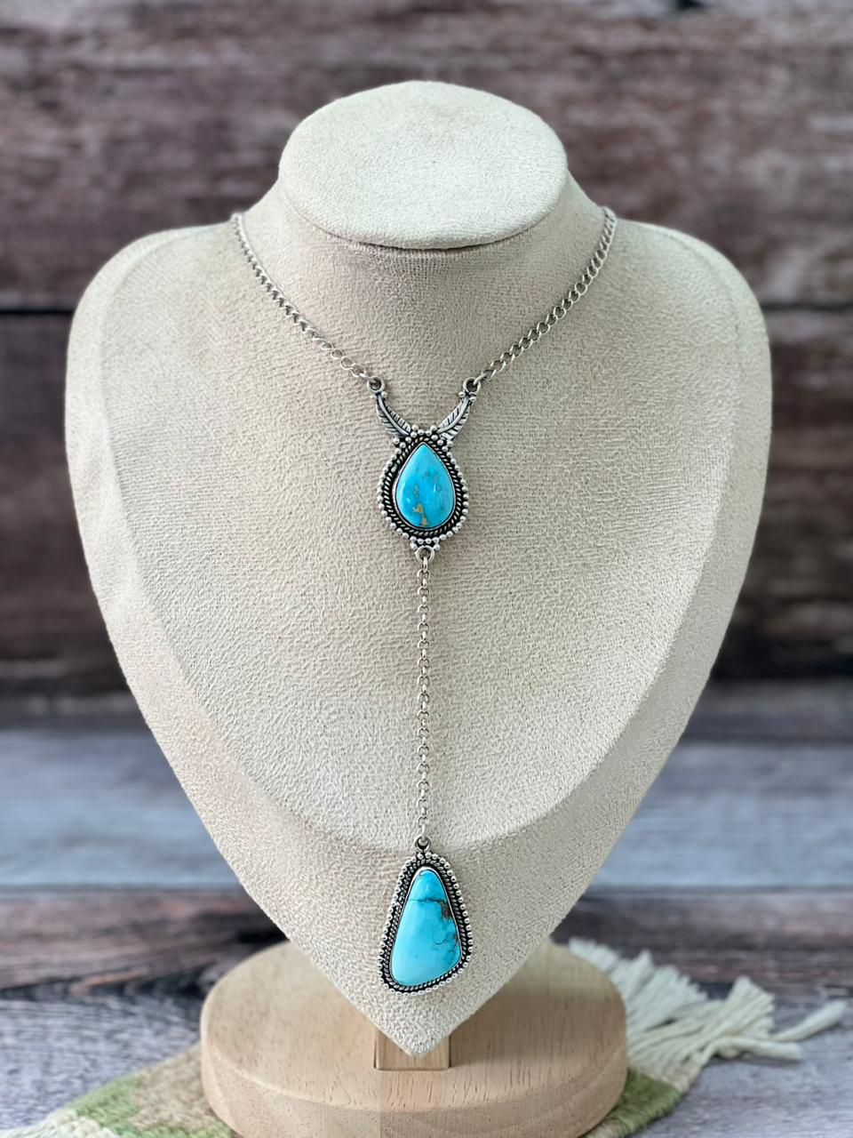 Handmade Sterling Silver Sierra Bella Drop Necklace "Signed Nizhoni"