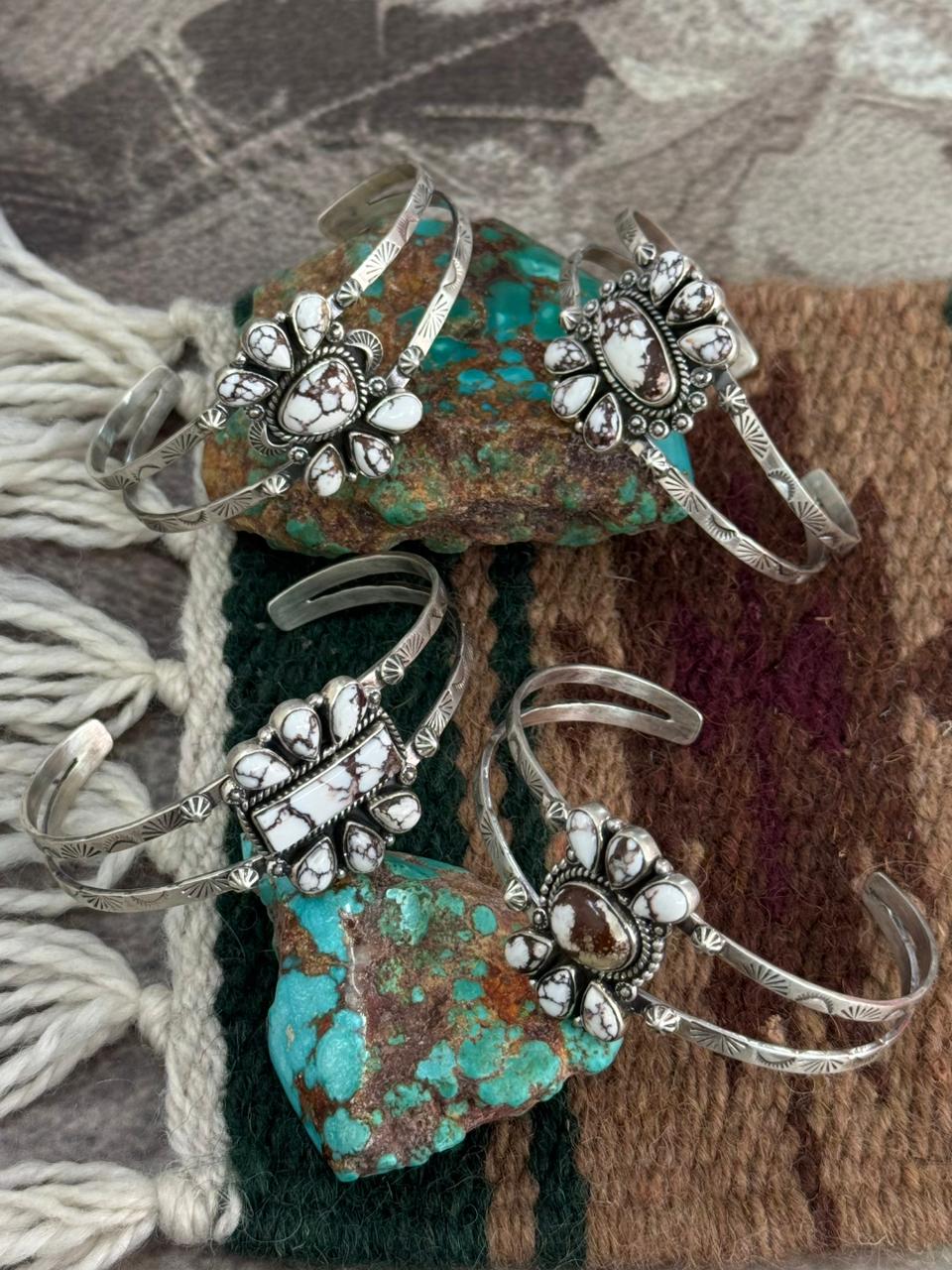 Handmade Sterling Silver Wildhorse Magnesite Cuff Bracelet "Signed Nizhoni"