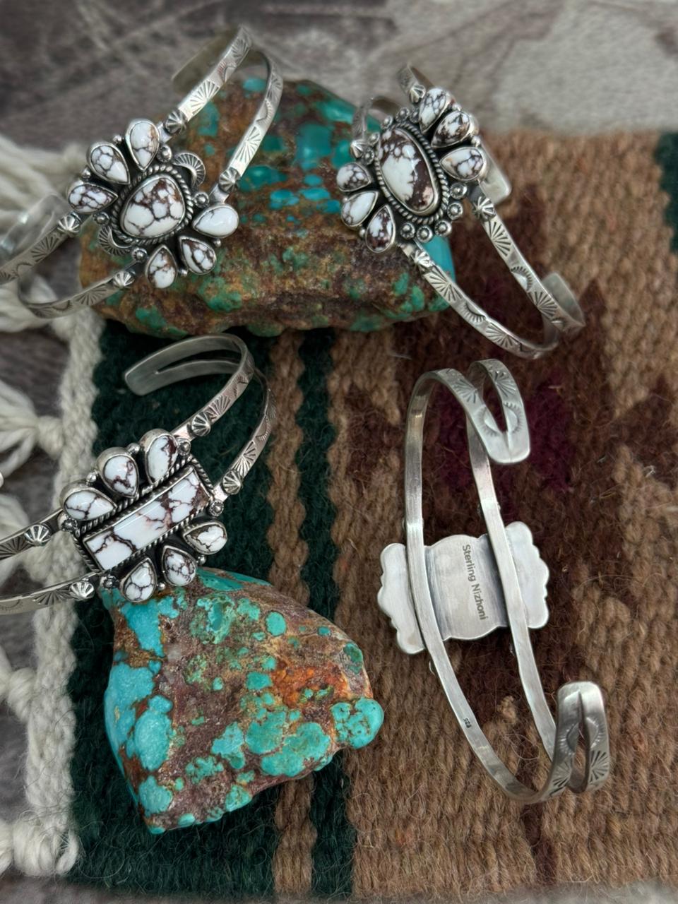 Handmade Sterling Silver Wildhorse Magnesite Cuff Bracelet "Signed Nizhoni"