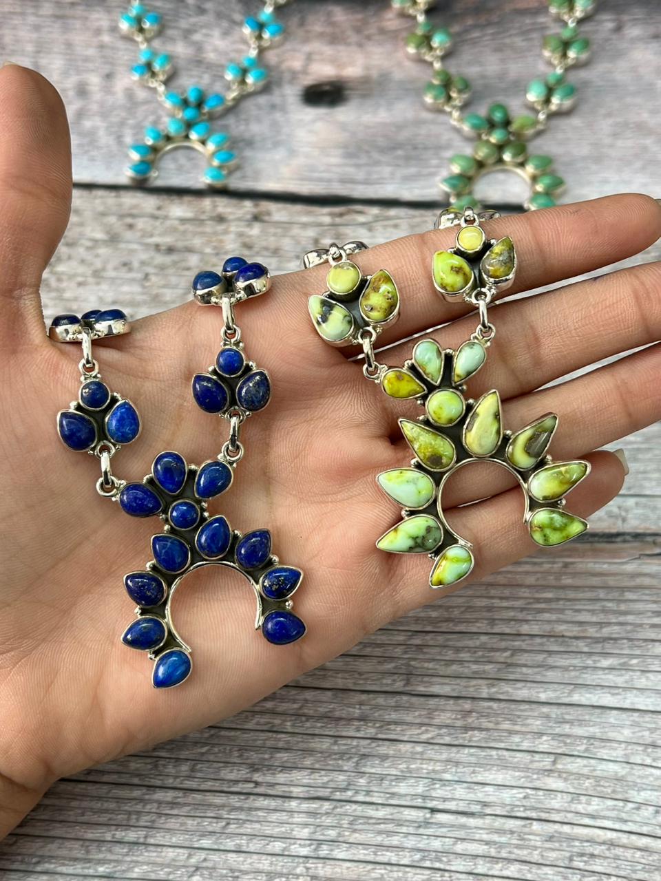 Handmade Sterling Silver Multi Stones Naja Necklace "Signed Nizhoni"