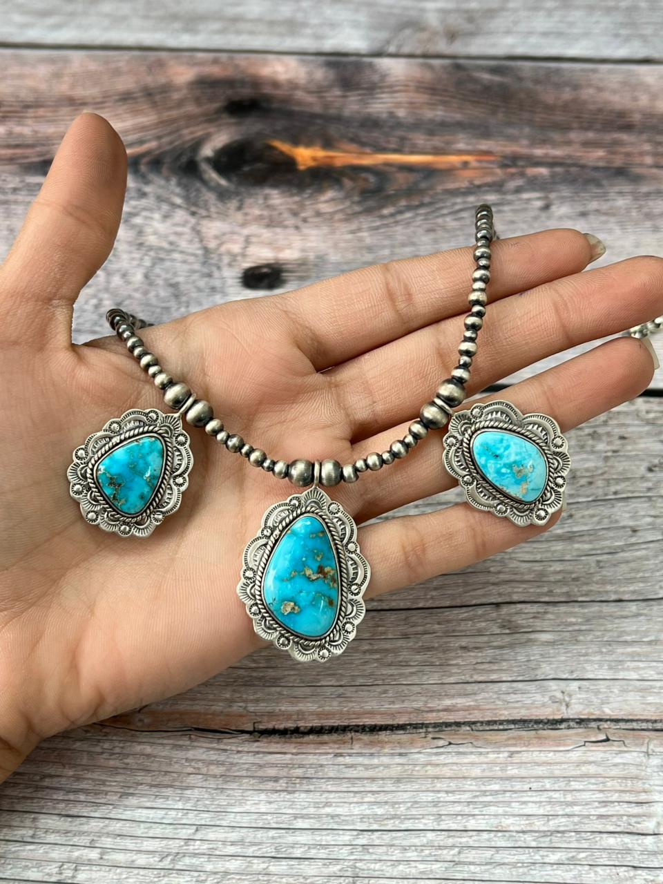 Handmade Sterling Silver Beaded Sierra Bella Necklace "Signed Nizhoni"