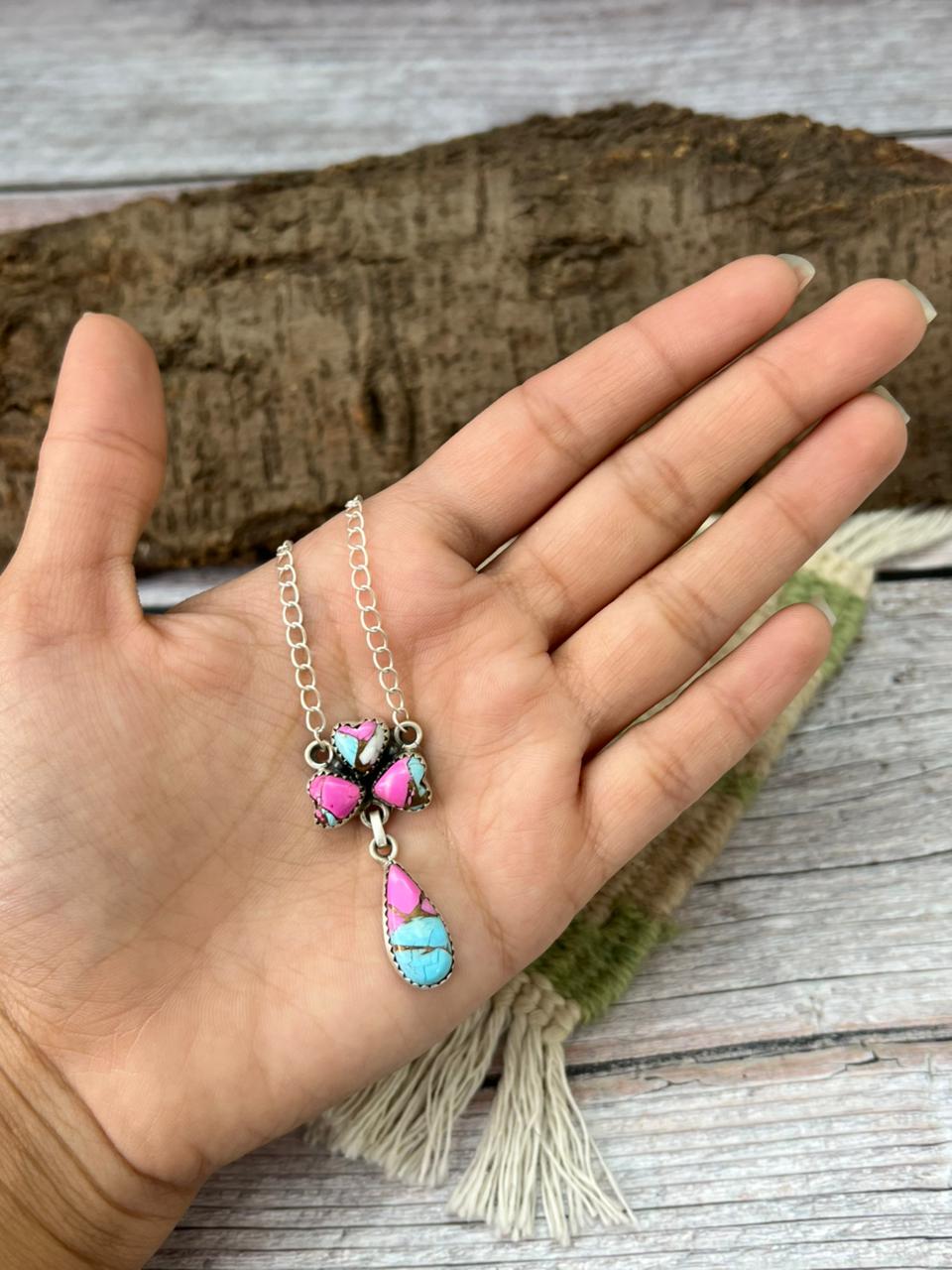 Handmade Sterling Silver Cotton Candy Necklace "Signed Nizhoni"