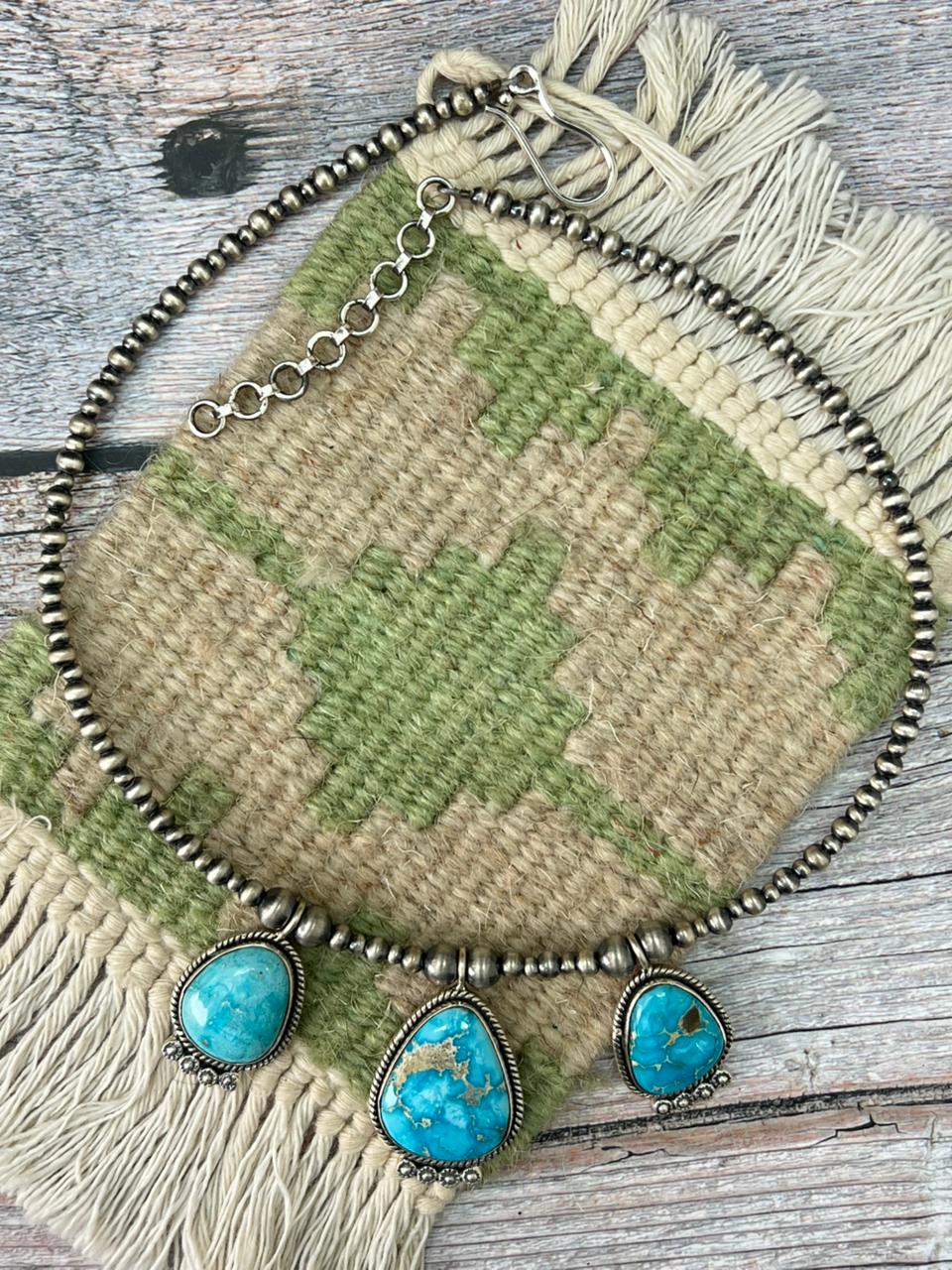 Handmade Sterling Silver Beaded Sierra Bella Necklace "Signed Nizhoni"