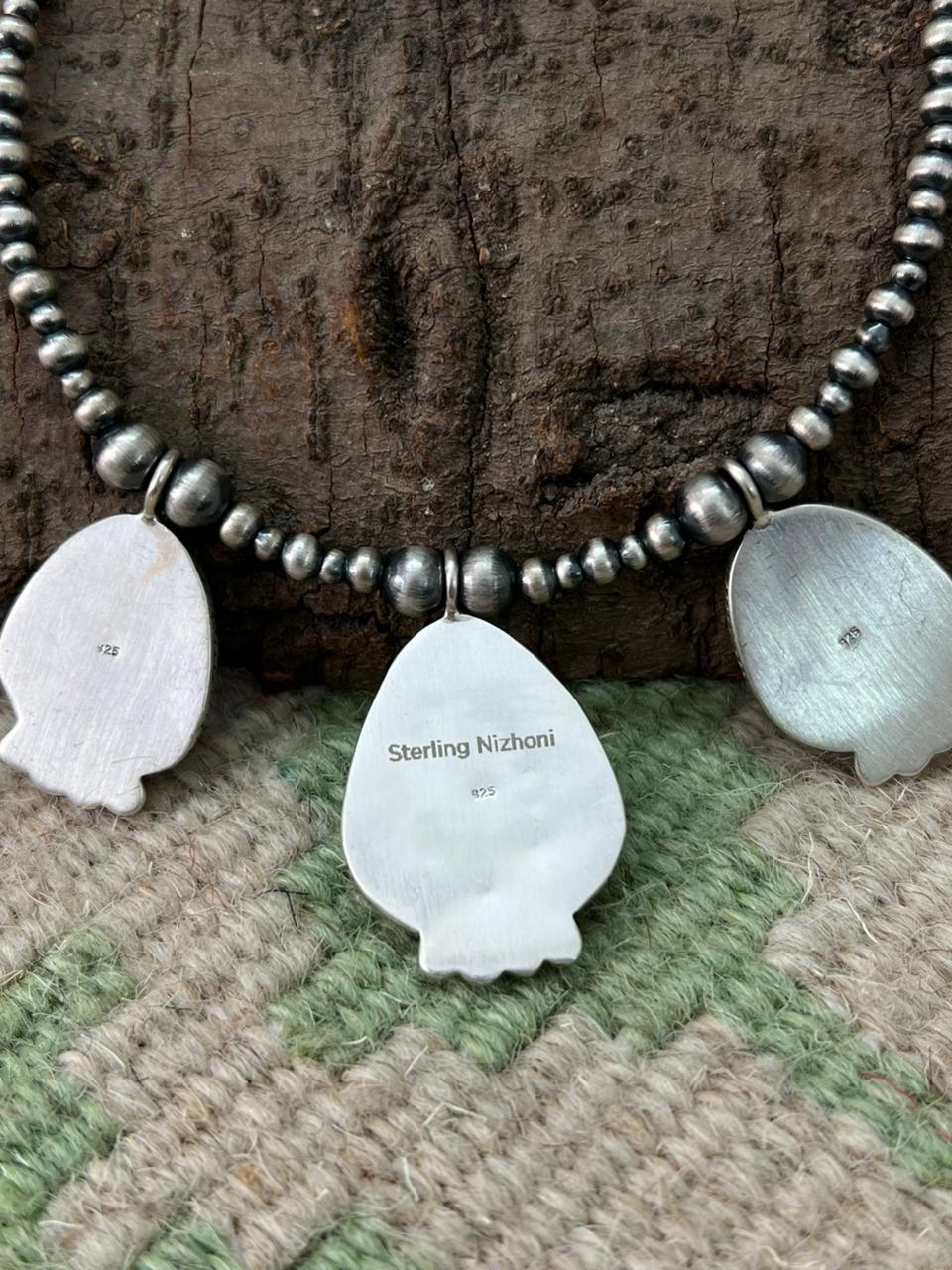 Handmade Sterling Silver Beaded Sierra Bella Necklace "Signed Nizhoni"