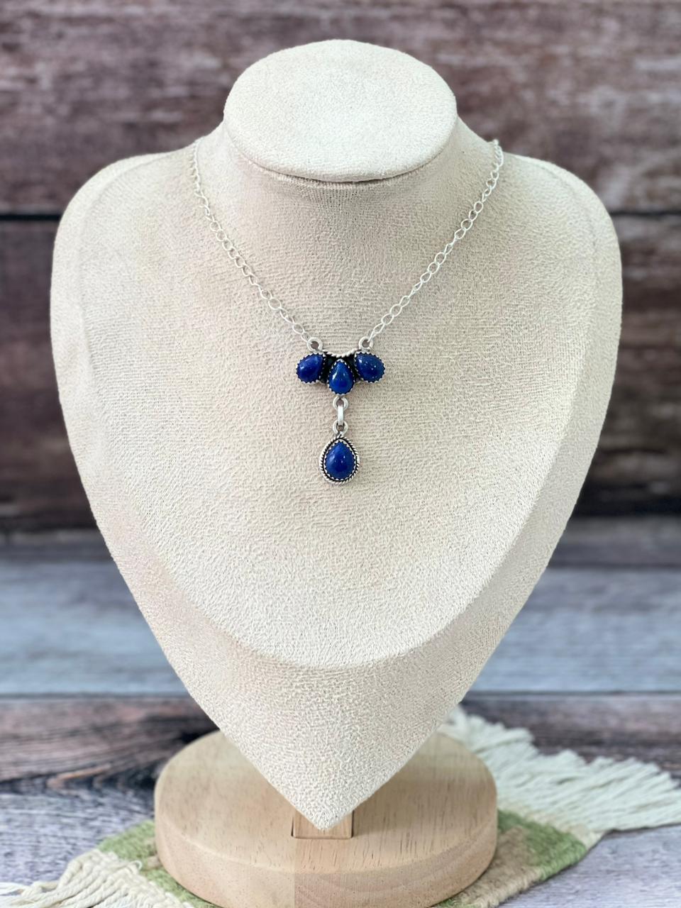 Handmade Sterling Silver Lapis Necklace "Signed Nizhoni"