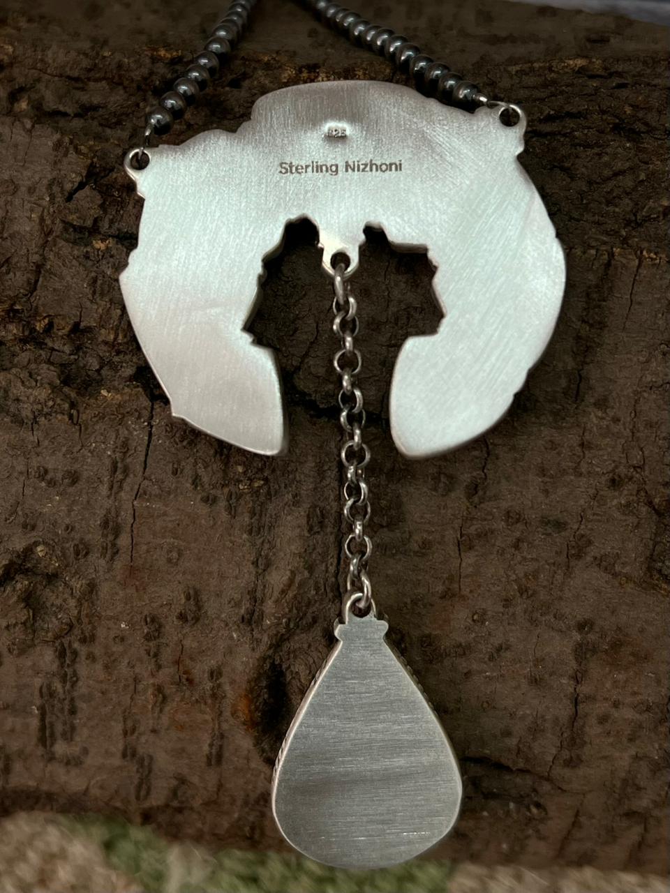 Handmade Sterling Silver Beaded Sierra Bella Naja Necklace "Signed Nizhoni"