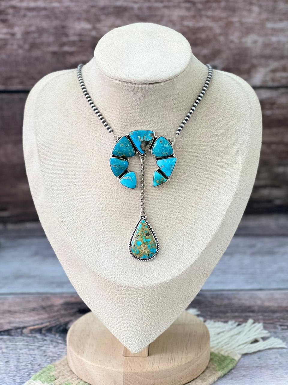 Handmade Sterling Silver Beaded Sierra Bella Naja Necklace "Signed Nizhoni"