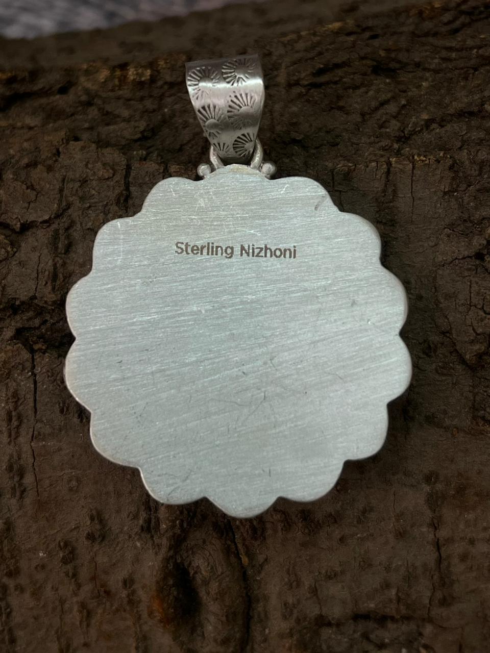 Handmade Sterling Silver Kingman Turquoise Pendant "Signed Nizhoni"